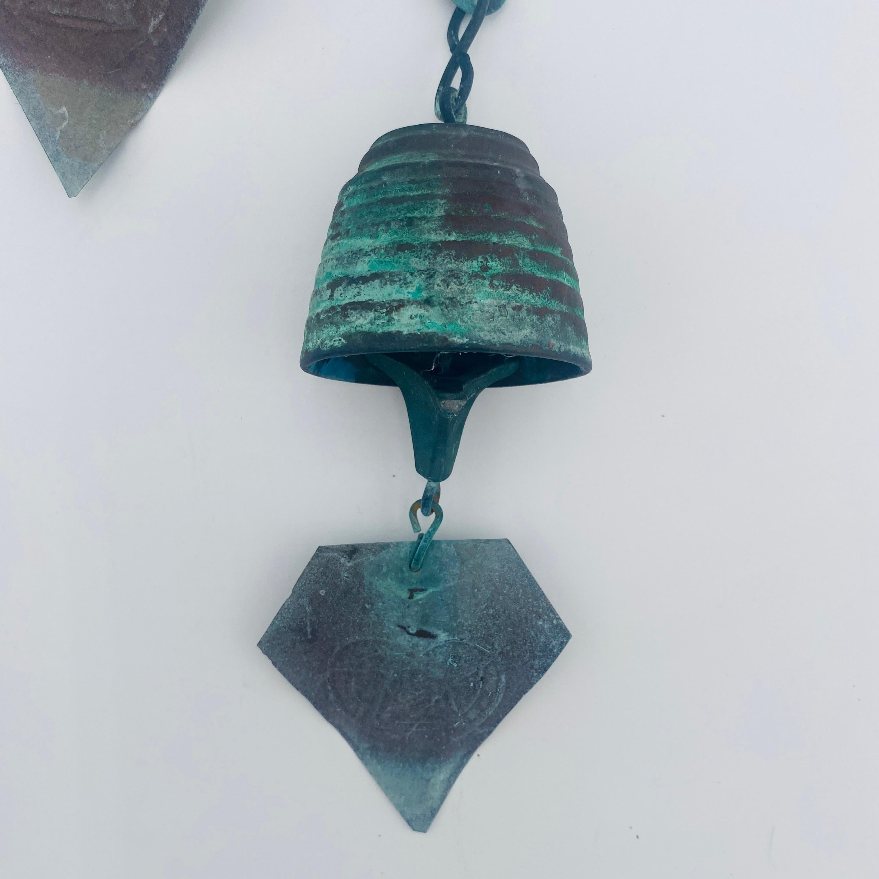 Mid-Century Modern Bronze Bell Wind Chime by Jeff Cross In Good Condition For Sale In San Juan Capistrano, CA