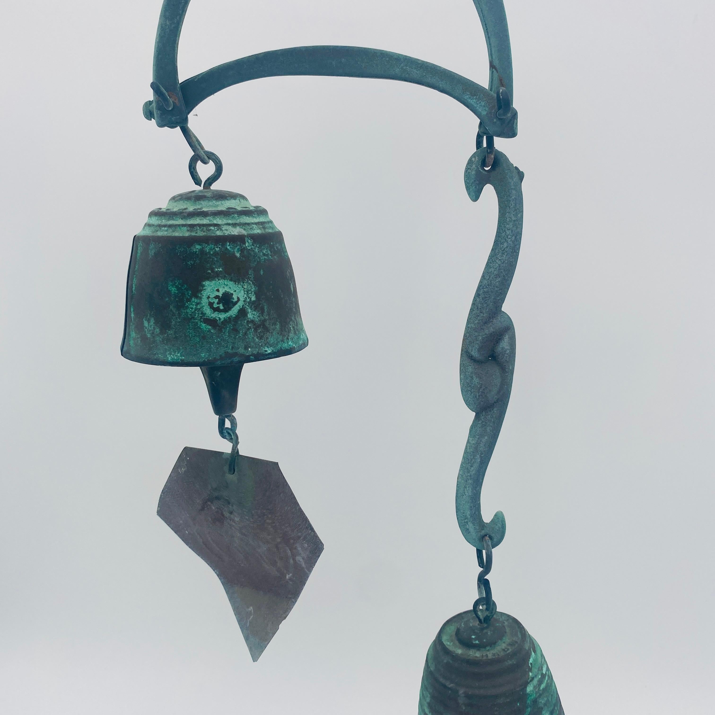 Mid-Century Modern Bronze Bell Wind Chime by Jeff Cross For Sale 4
