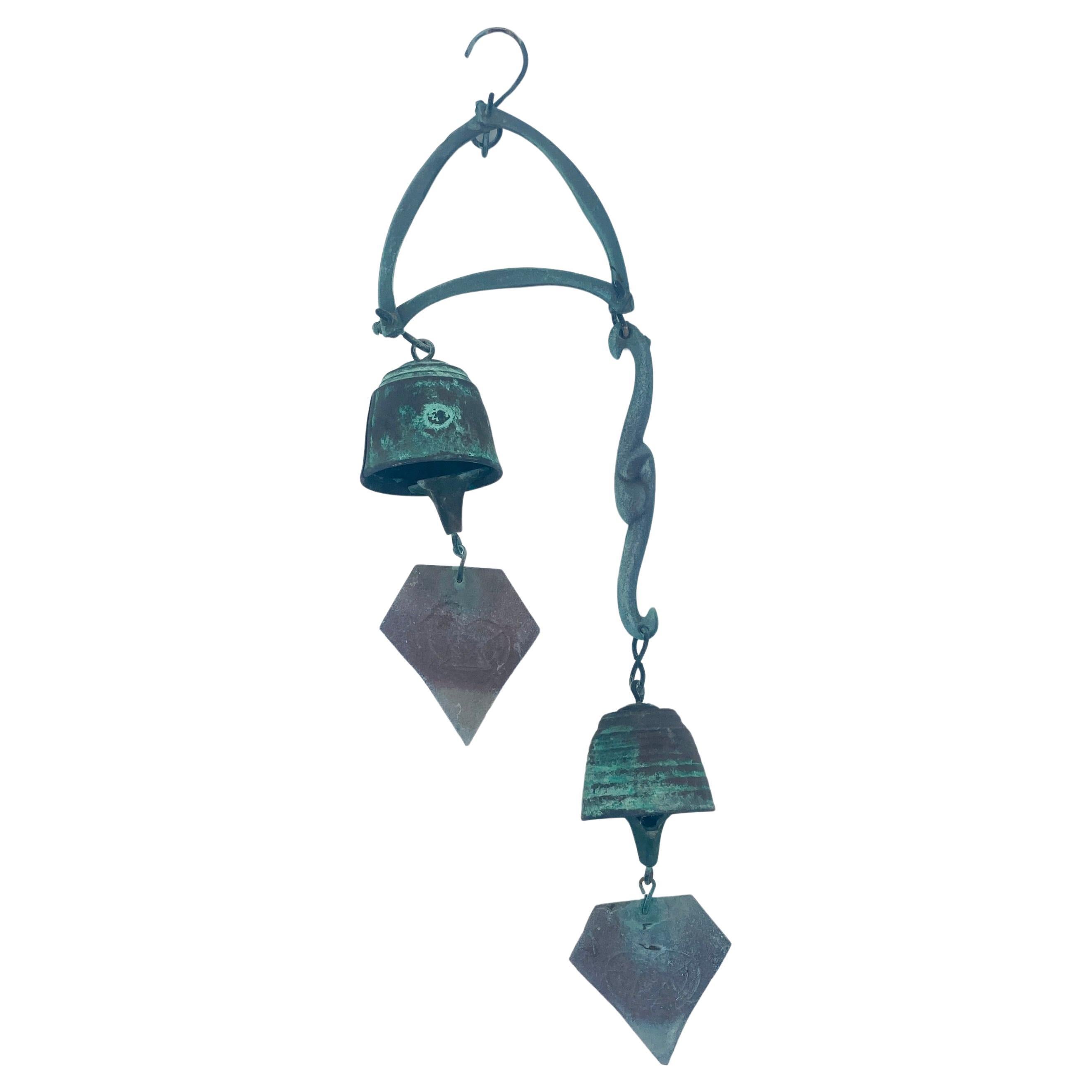 Mid-Century Modern Bronze Bell Wind Chime by Jeff Cross For Sale