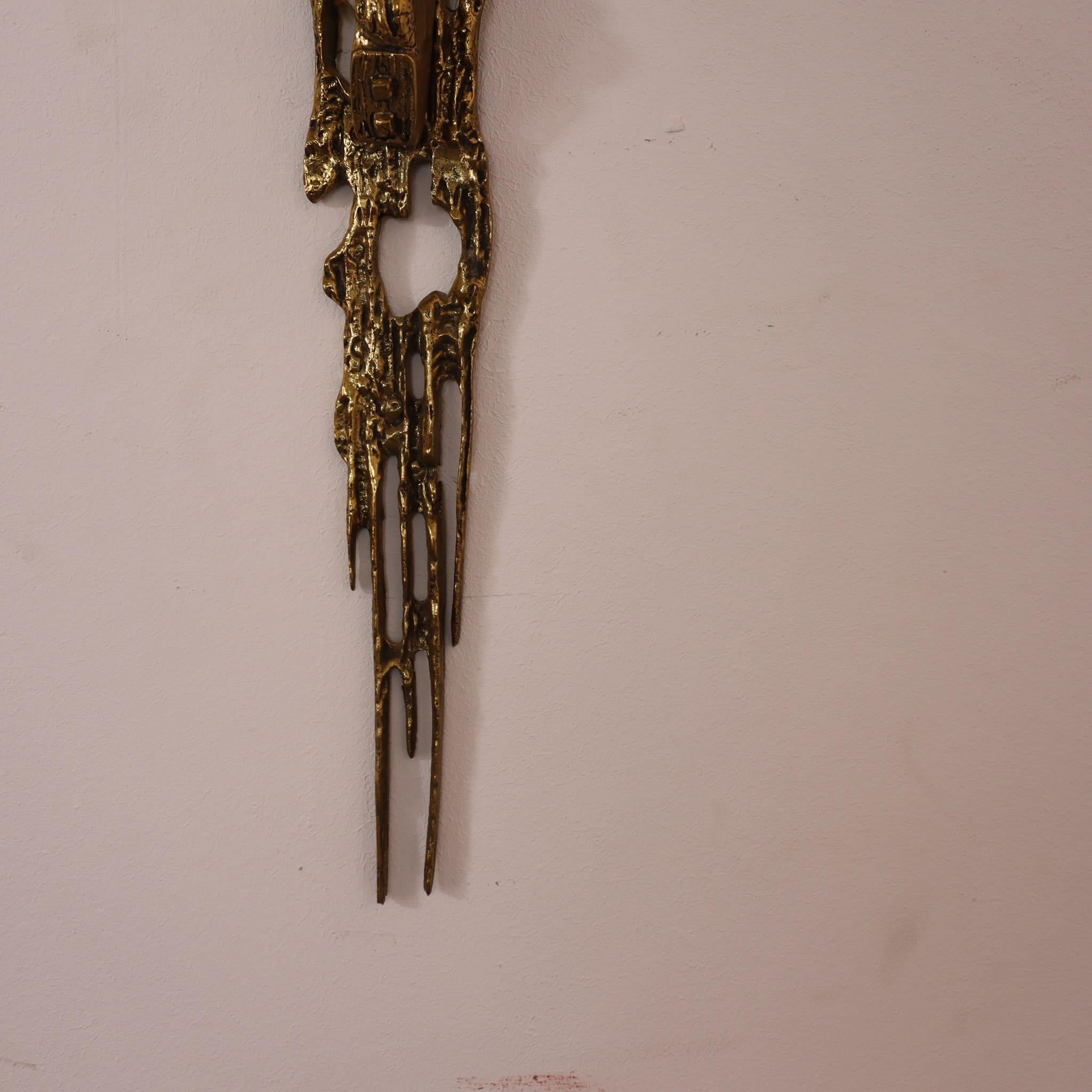 Mid-century modern bronze brutalist crucifix Christ by Salvador Dali Italy 1970s 7