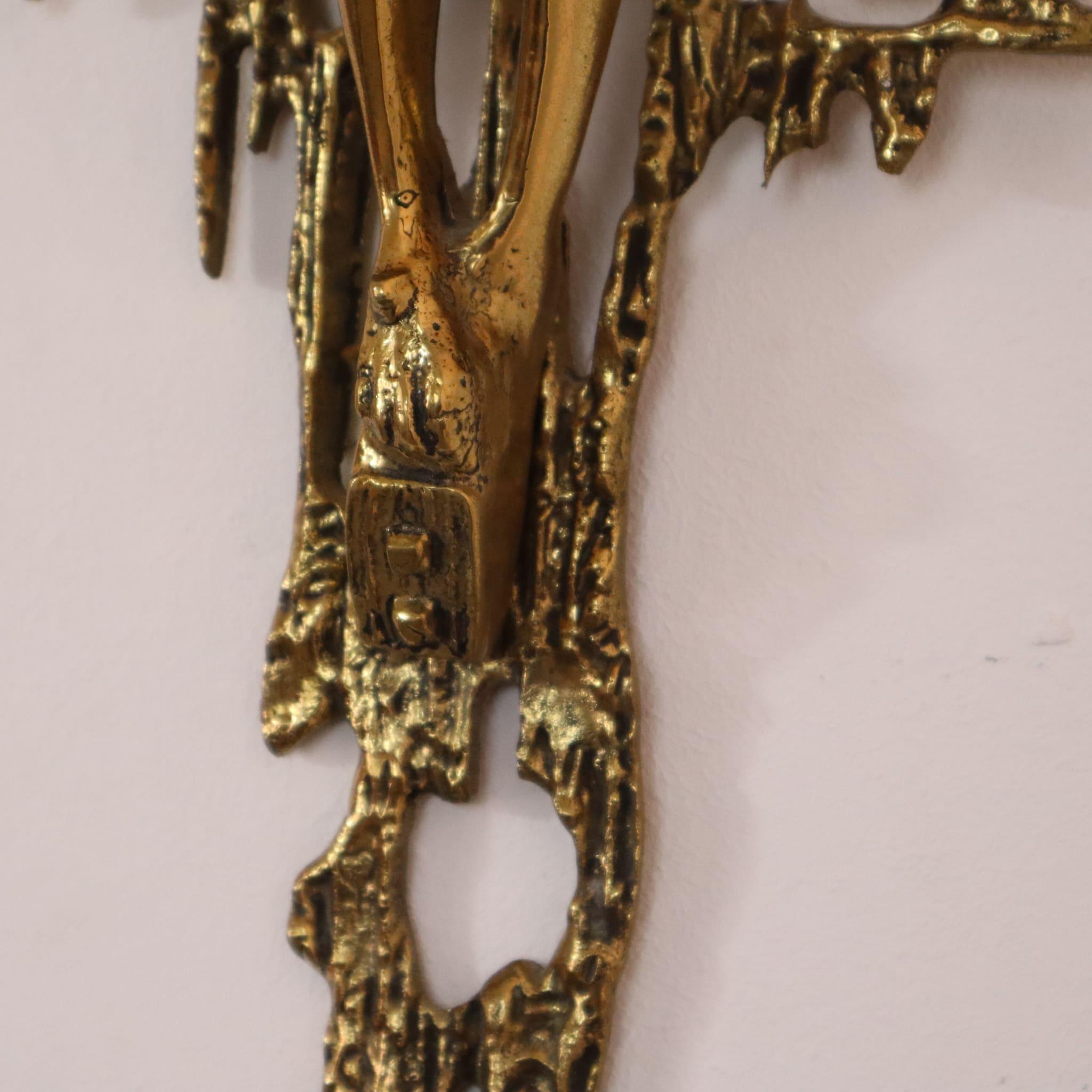 Mid-century modern bronze brutalist crucifix Christ by Salvador Dali Italy 1970s 11