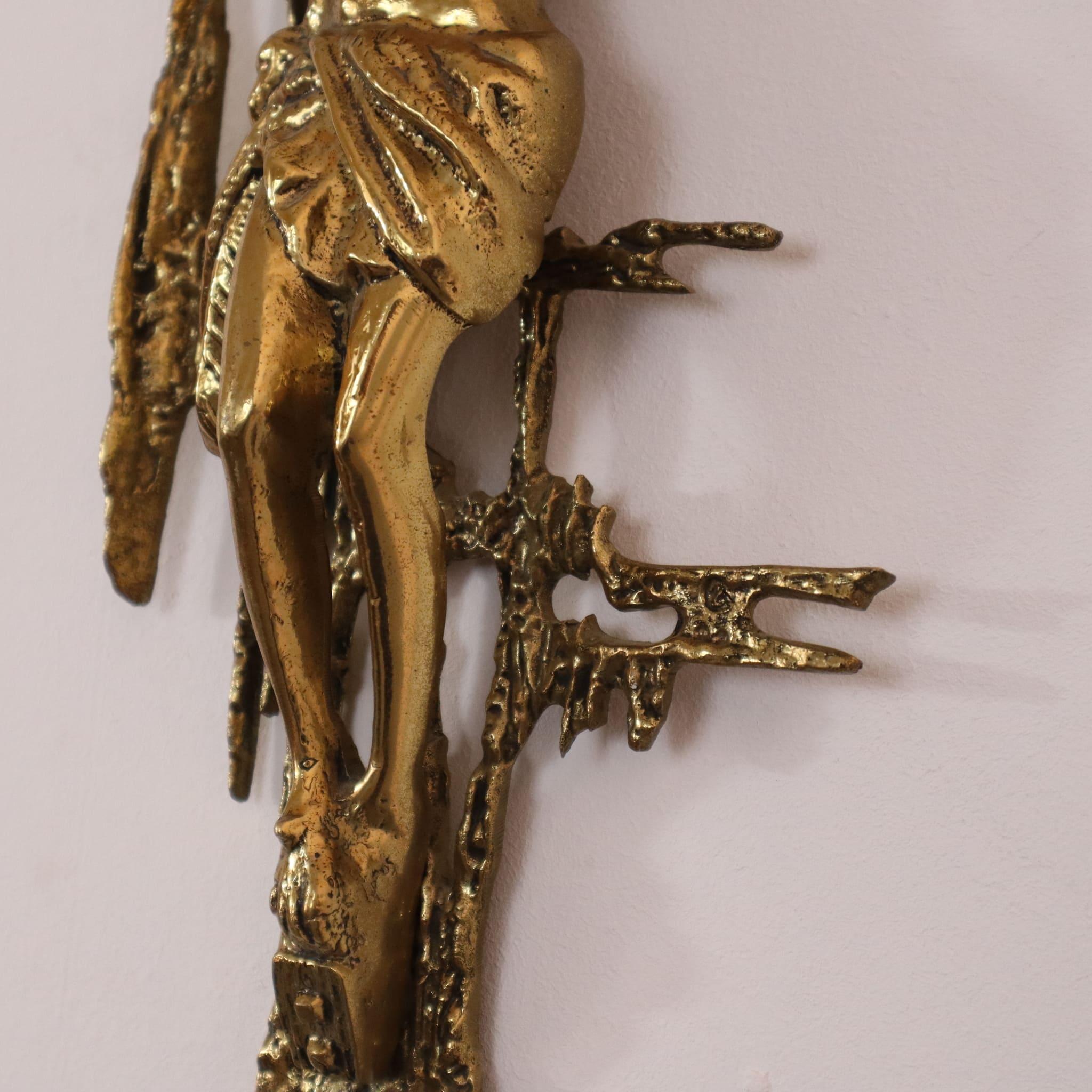 Mid-century modern bronze brutalist crucifix Christ by Salvador Dali Italy 1970s 1