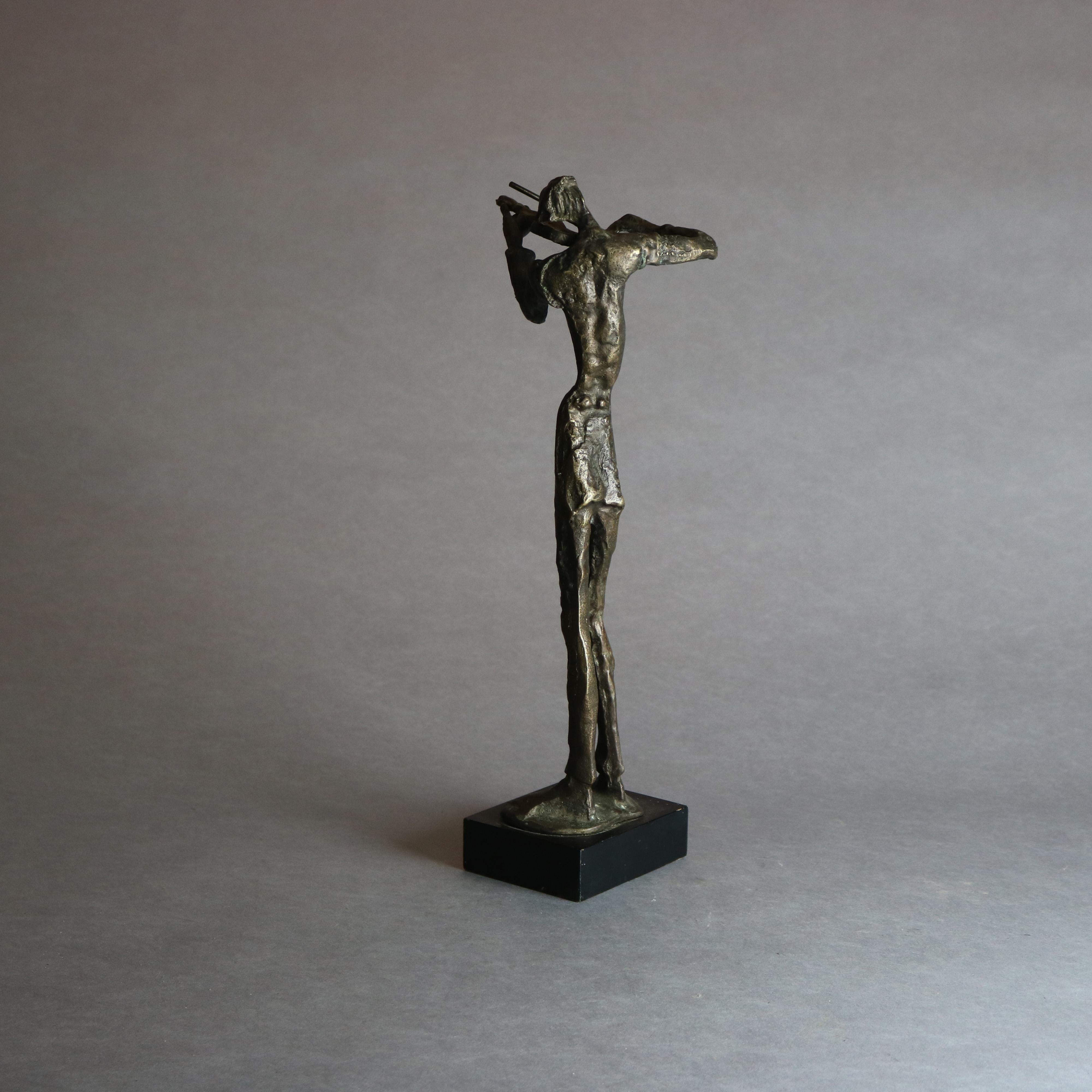 Mid-Century Modern Bronze Brutalist Violinist Sculpture, Circa 1960 2