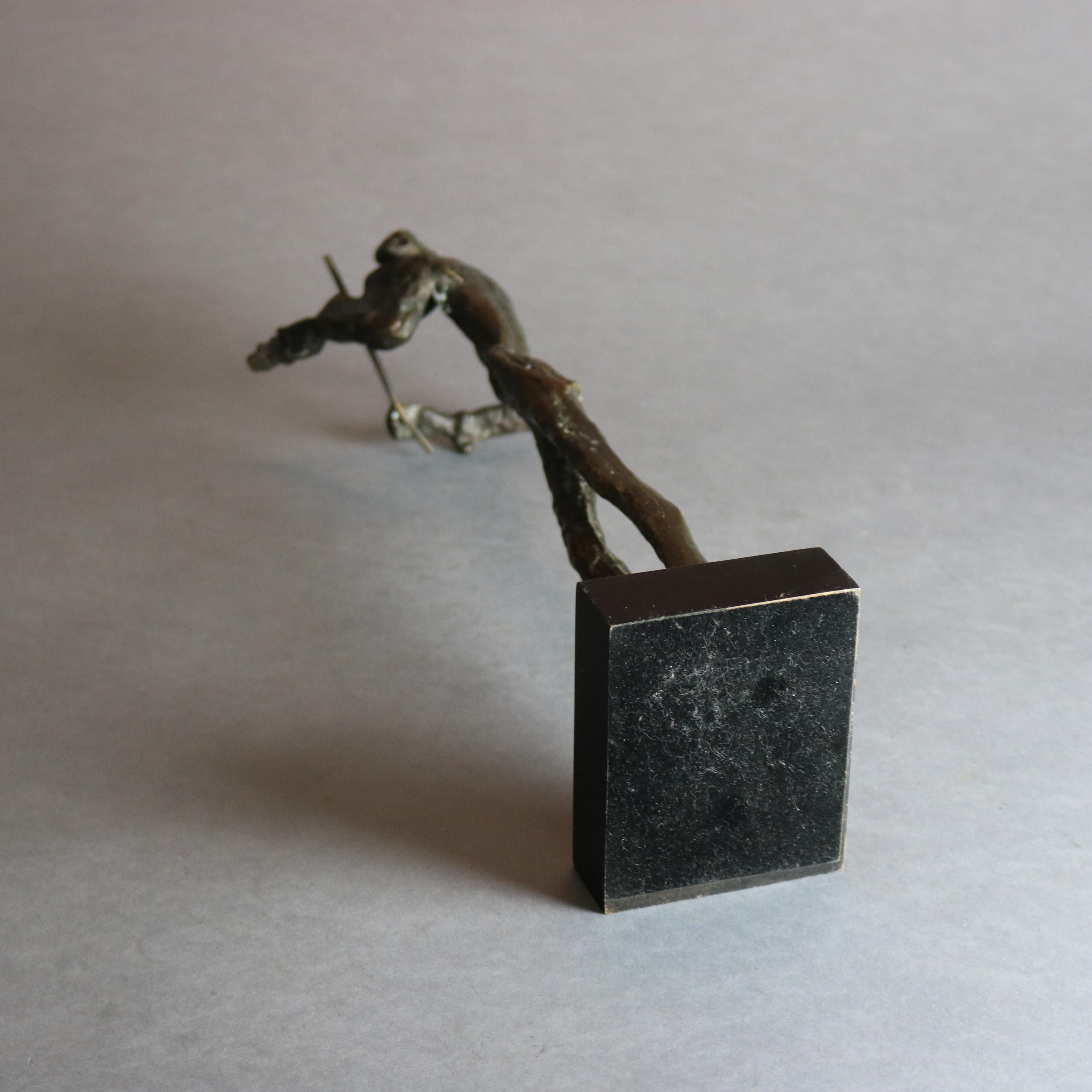 Mid-Century Modern Bronze Brutalist Violinist Sculpture, Circa 1960 5