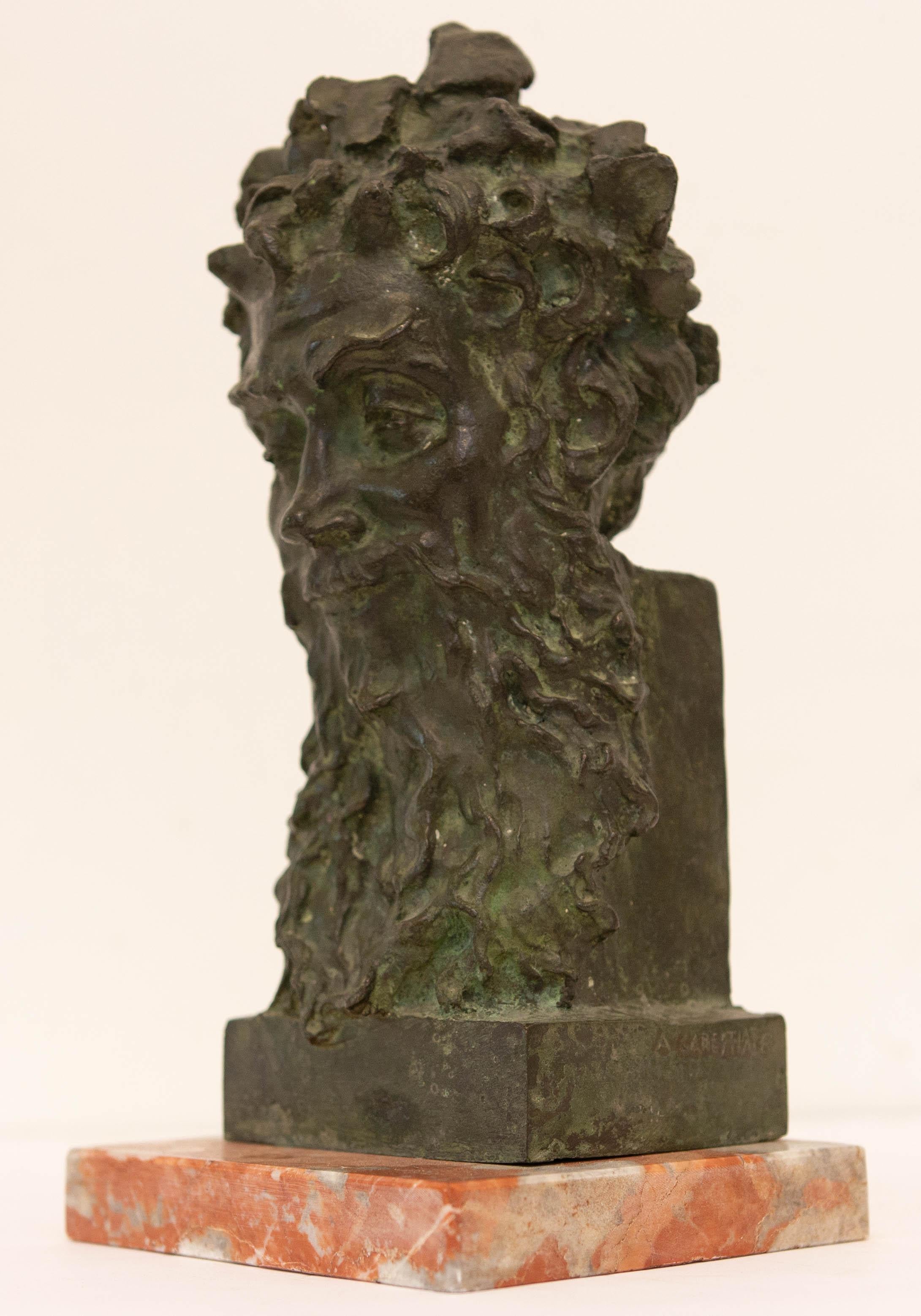 Italian Mid-Century Modern Bronze Bust of Bacchus