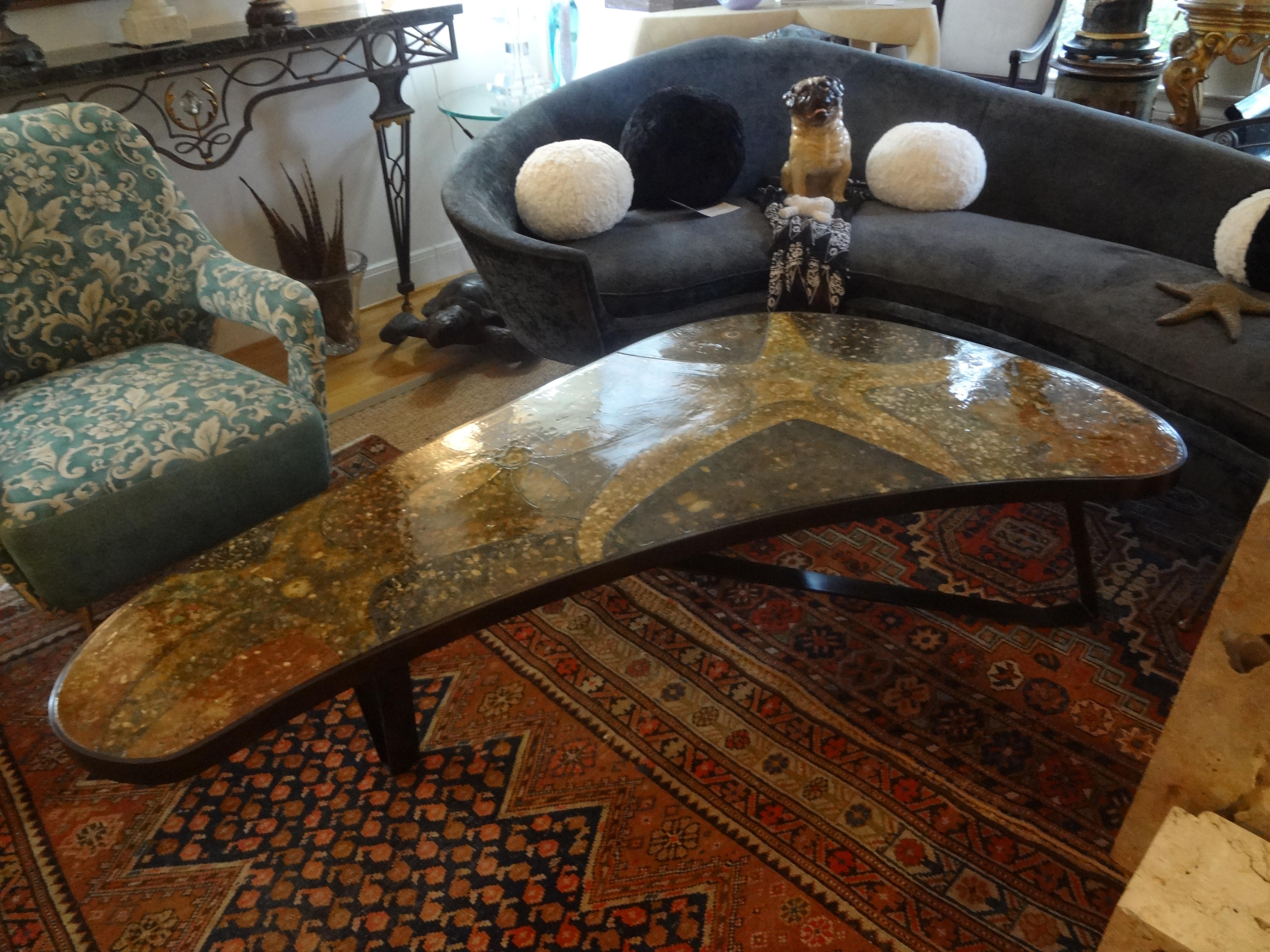 Mid-Century Modern Bronze Resin and Shell Cocktail Table For Sale 7