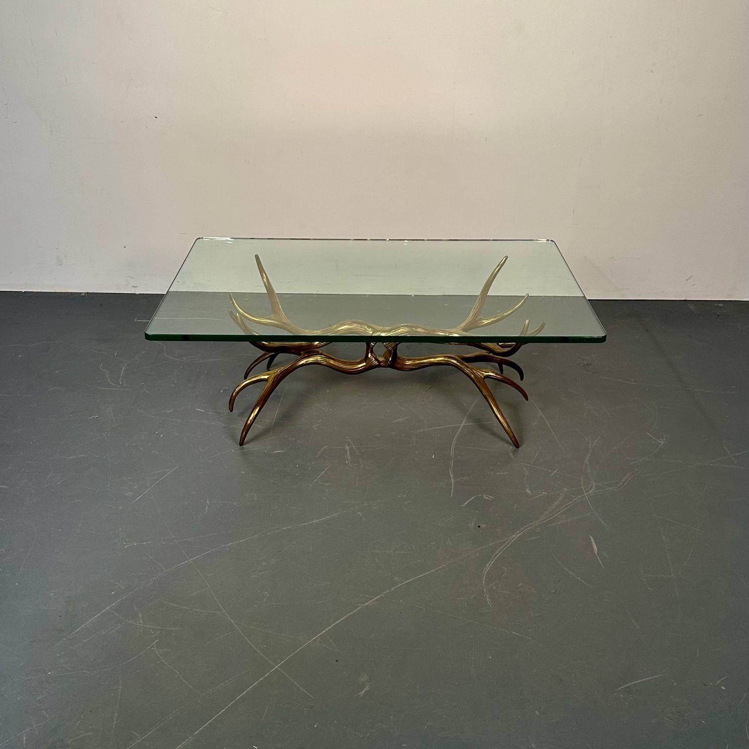 Mid-Century Modern Bronze Coffee / Cocktail Table, Willy Daro Style, Brass 1