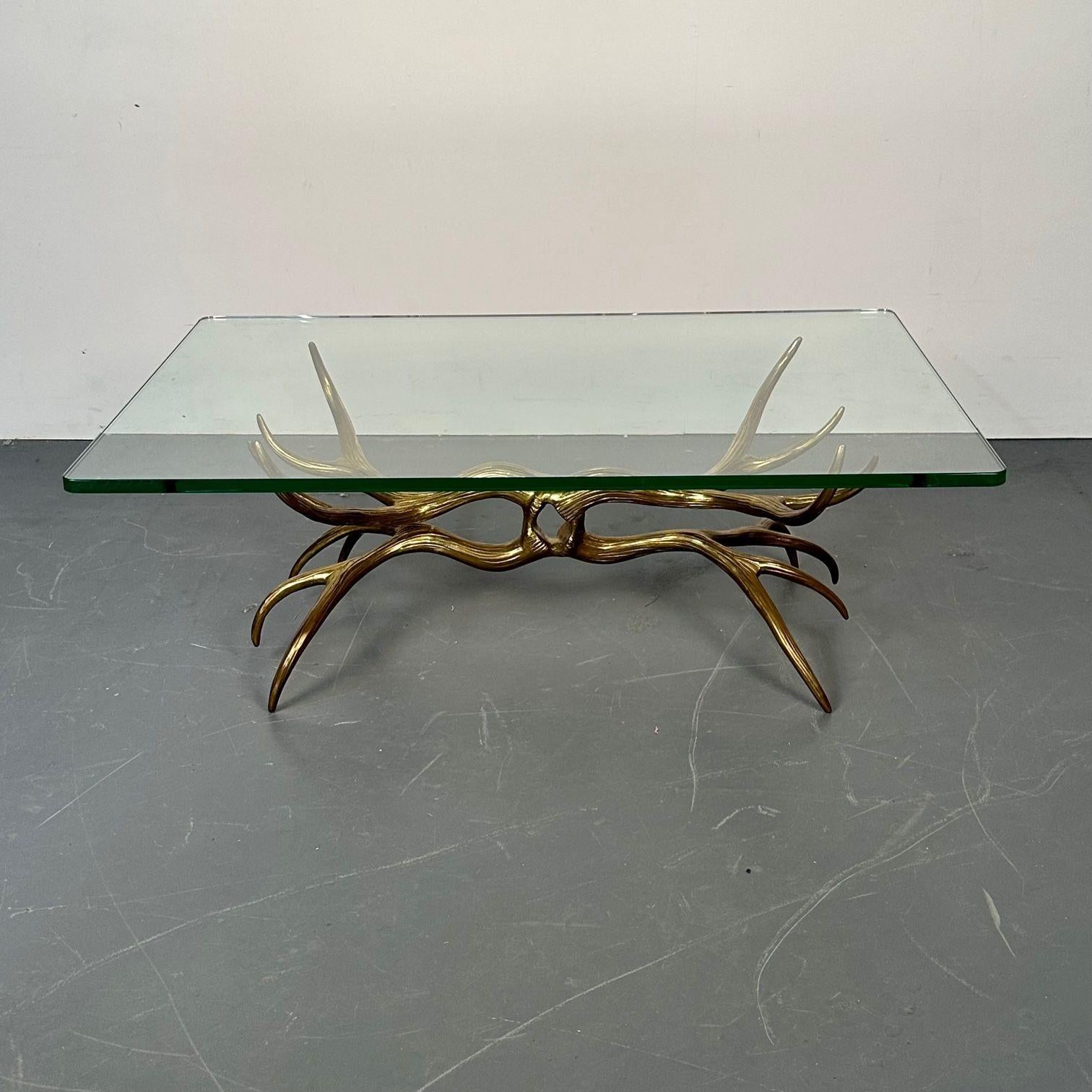 Mid-Century Modern Bronze Coffee / Cocktail Table, Willy Daro Style, Brass 2