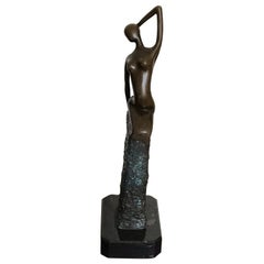 Mid-Century Modern Bronze Female Figurine Sculpture by Aldo Vitaleh, Italy