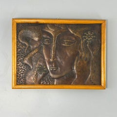 Mid-century modern bronze female head wall decoration