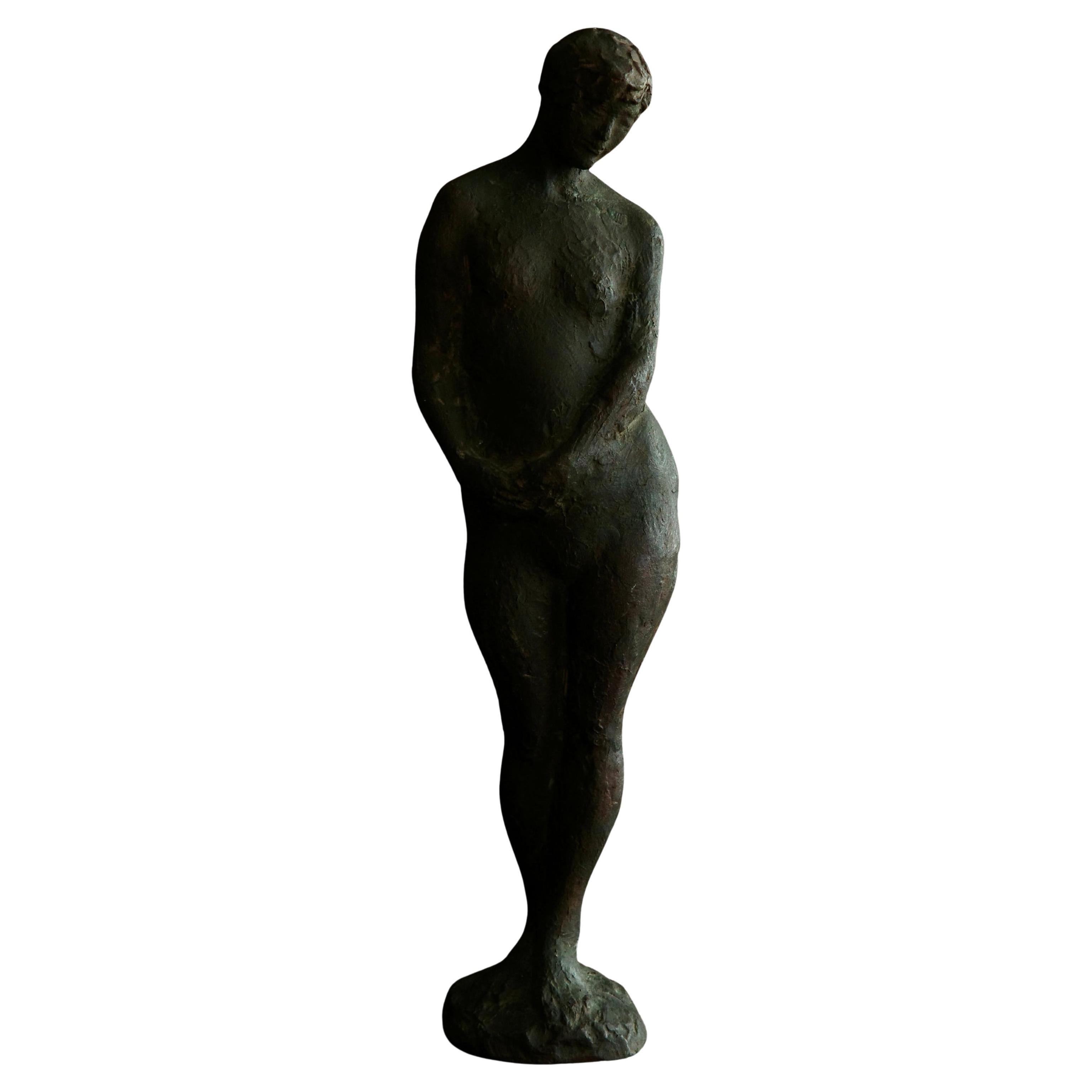 Mid Century Modern Bronze Female Statue
