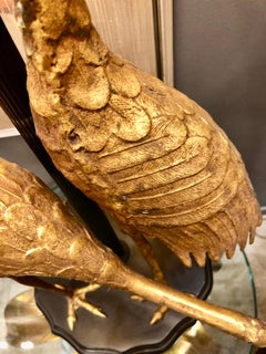 Mid-Century Modern Bronze Figural Crane Table Lamp