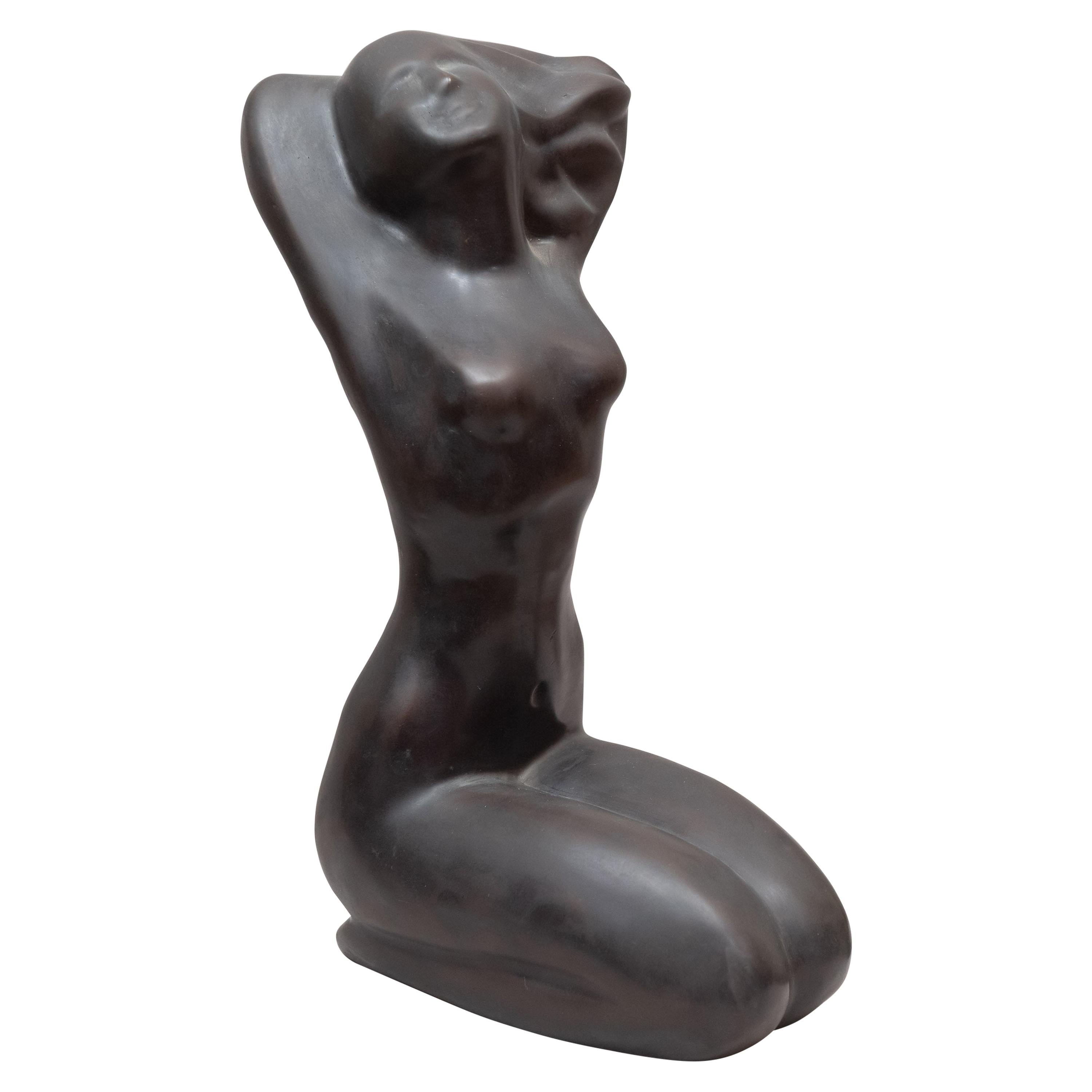 Mid-Century Modern Bronze Figure of a Seated Nude