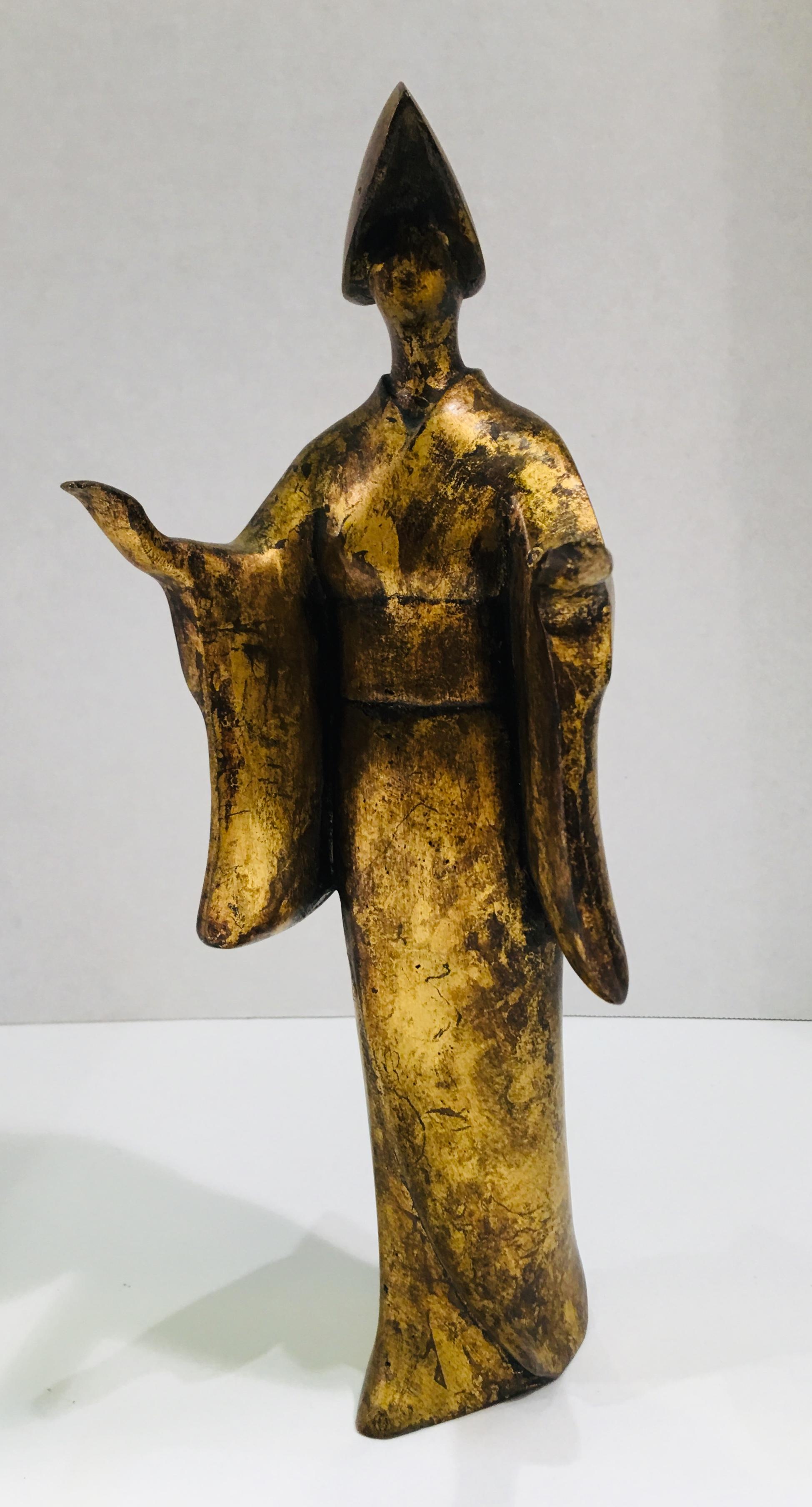 20th Century Mid-Century Modern Bronze Figurines Trio of Japanese Women Awa Odori Dancers