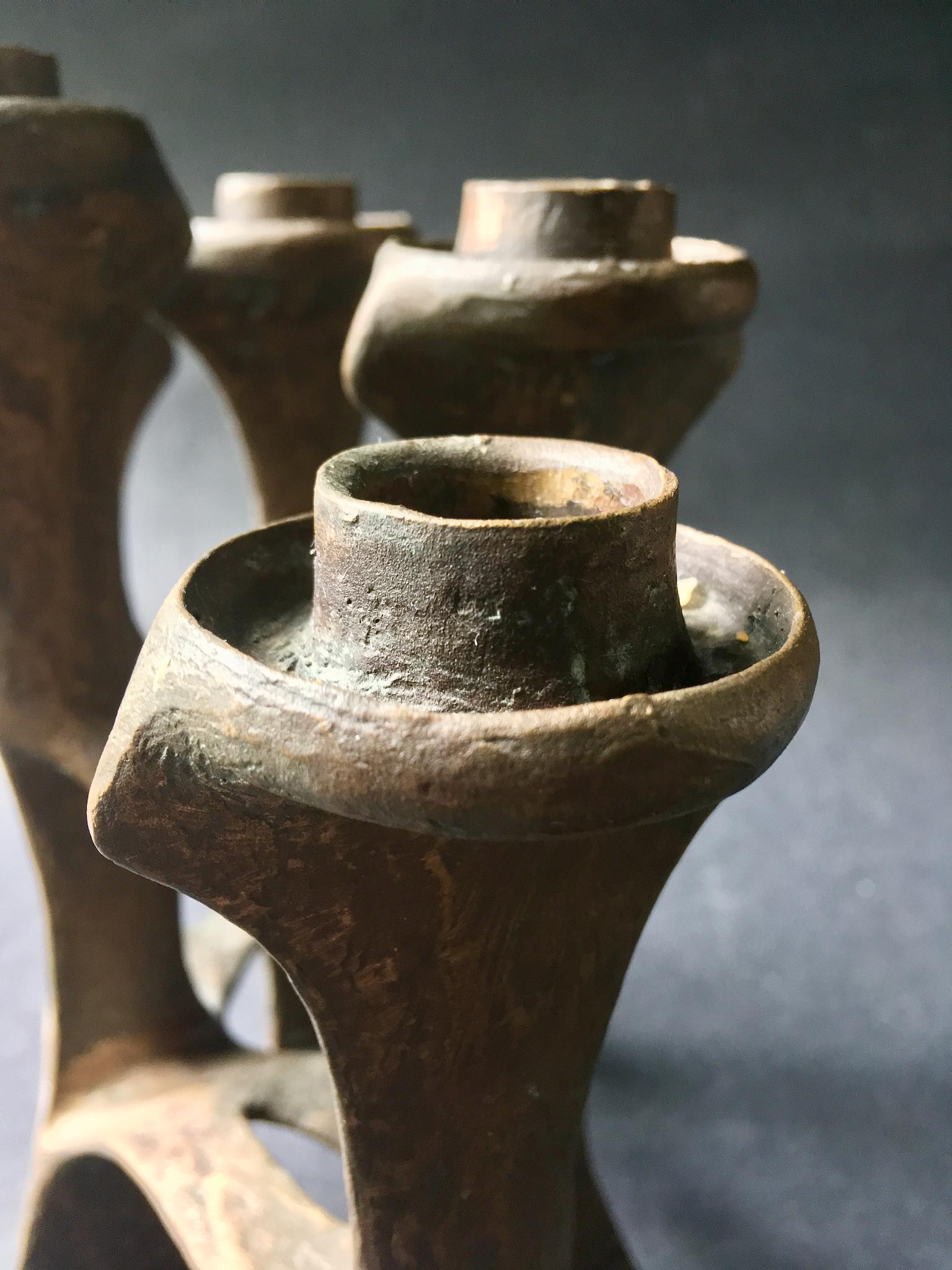 Mid-Century Modern Bronze Five-Arm Candleholder or Candelabra In Good Condition In London, GB