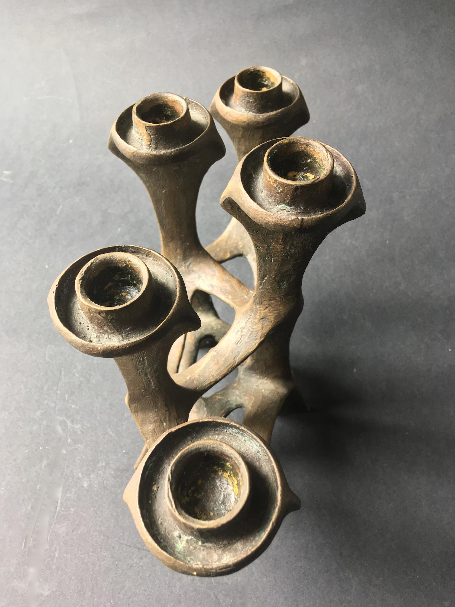 20th Century Mid-Century Modern Bronze Five-Arm Candleholder or Candelabra