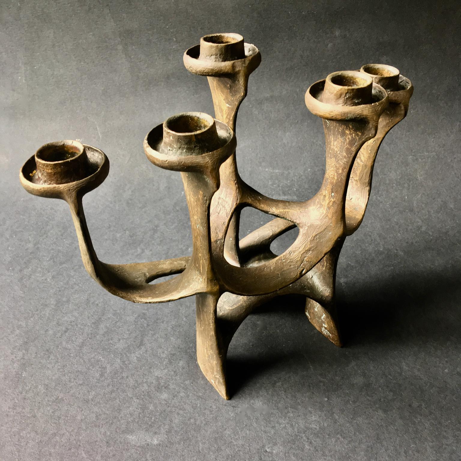 Mid-Century Modern Bronze Five-Arm Candleholder or Candelabra 2