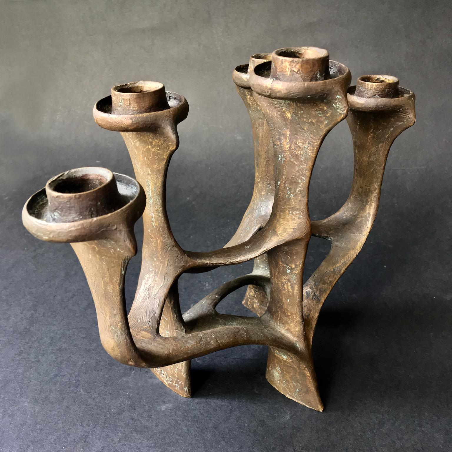 Mid-Century Modern Bronze Five-Arm Candleholder or Candelabra 3