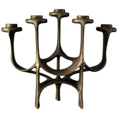 Mid-Century Modern Bronze Five-Arm Candleholder or Candelabra