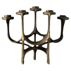 Mid-Century Modern Bronze Five-Arm Candleholder or Candelabra