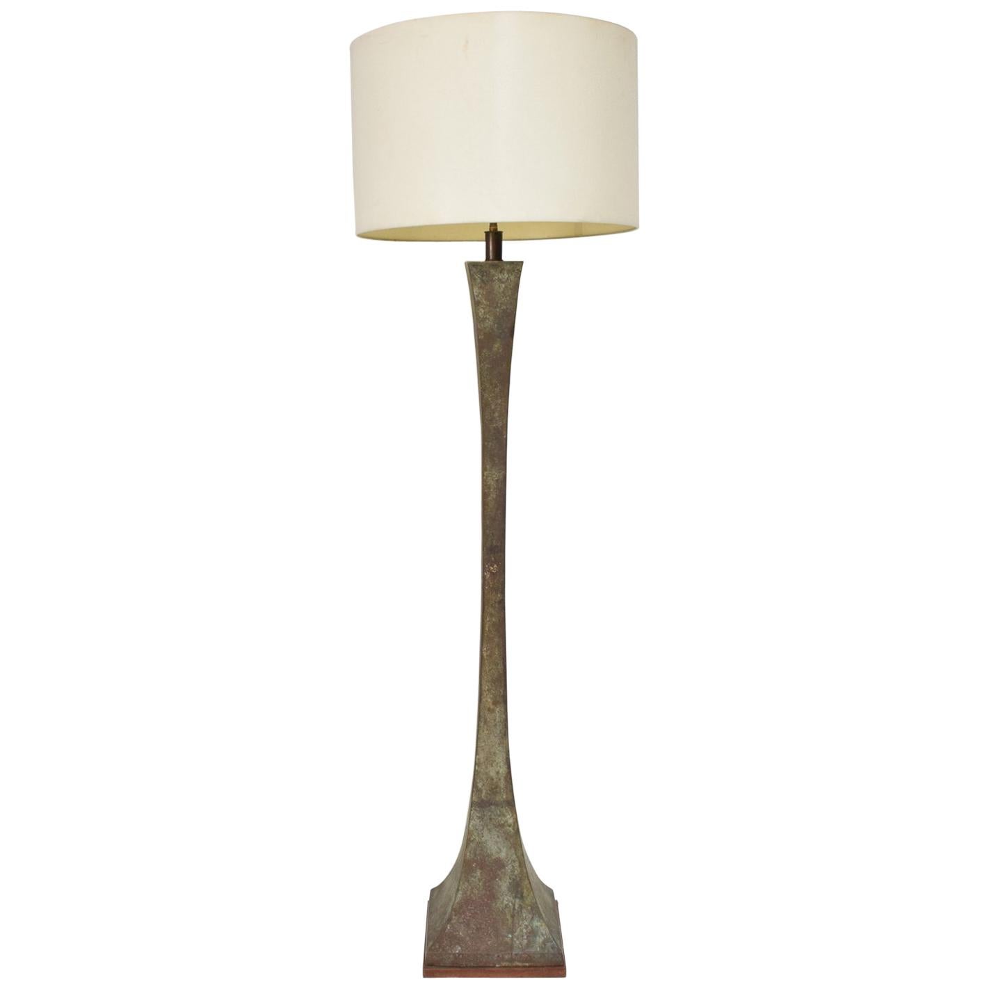 Mid-Century Modern Bronze Floor Lamp with Verdigris Patina Stewart Ross Hansen