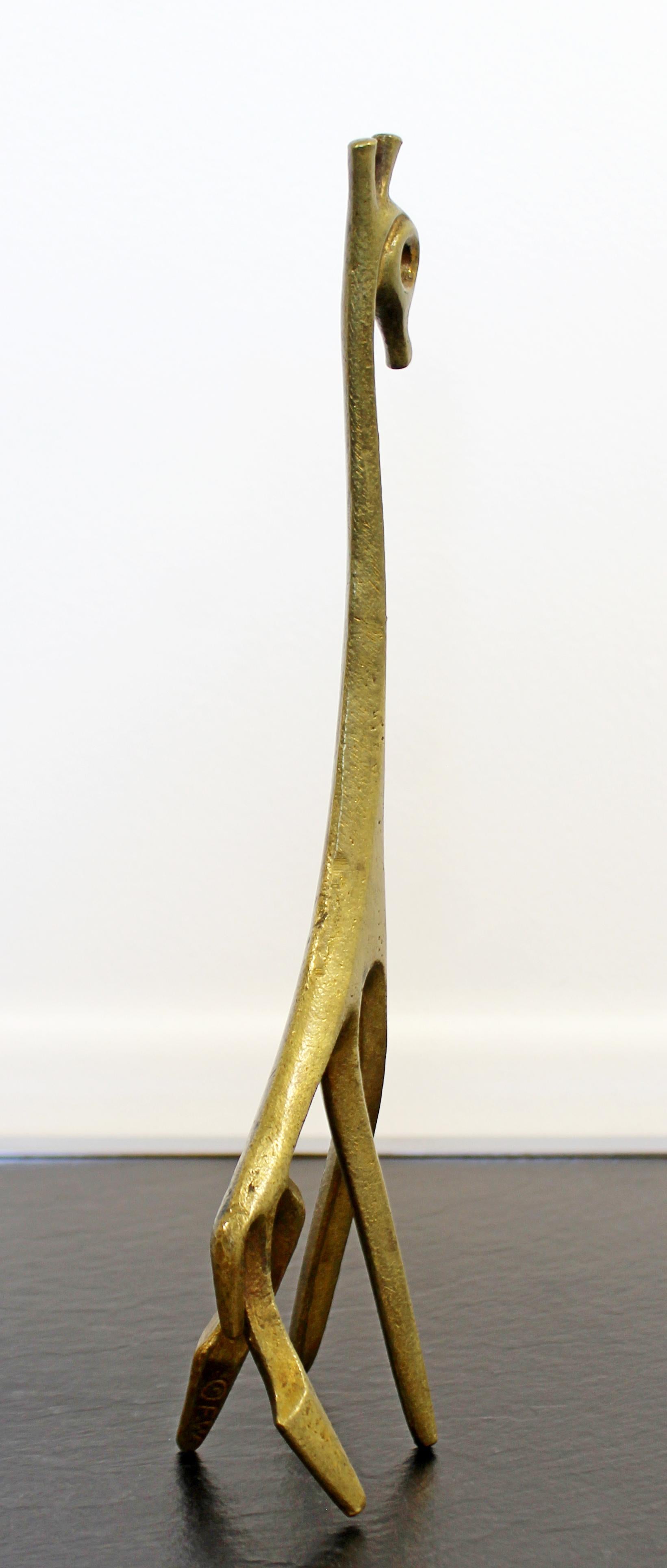 Mid-Century Modern Bronze Giraffe Table Sculpture Signed Frederick Weinberg In Good Condition In Keego Harbor, MI