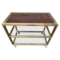 Barwagen auf Rädern aus Bronzeglas und Laminat, Moderne der Mitte des Jahrhunderts