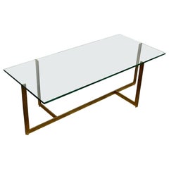 Mid-Century Modern Bronze Glass Rectangular Asymmetrical Coffee Table, 1970s