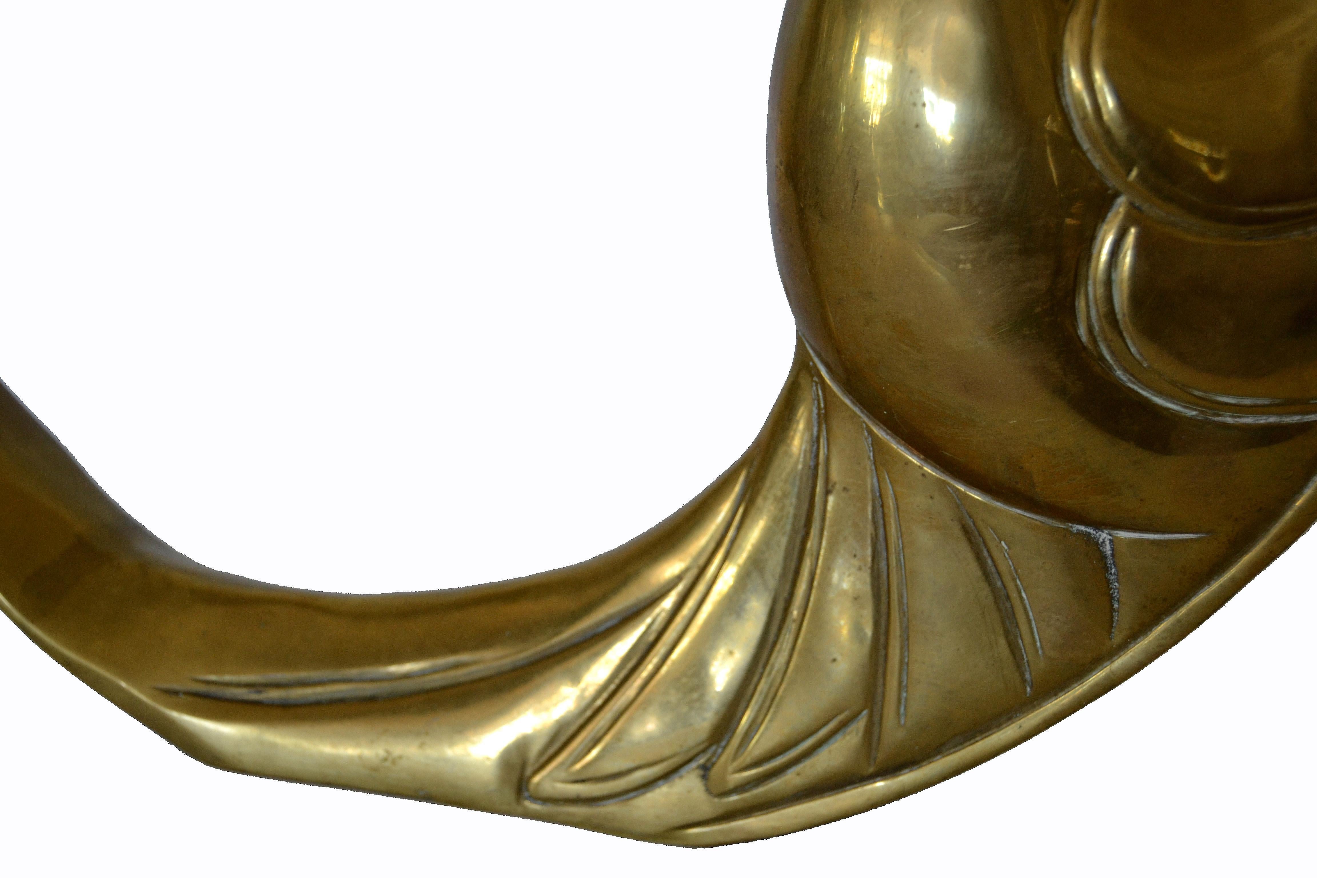 Mid-Century Modern Gold-bronzene Schwan-Tischskulptur in Ringform von Dolbi Cashier 1984 im Angebot 2