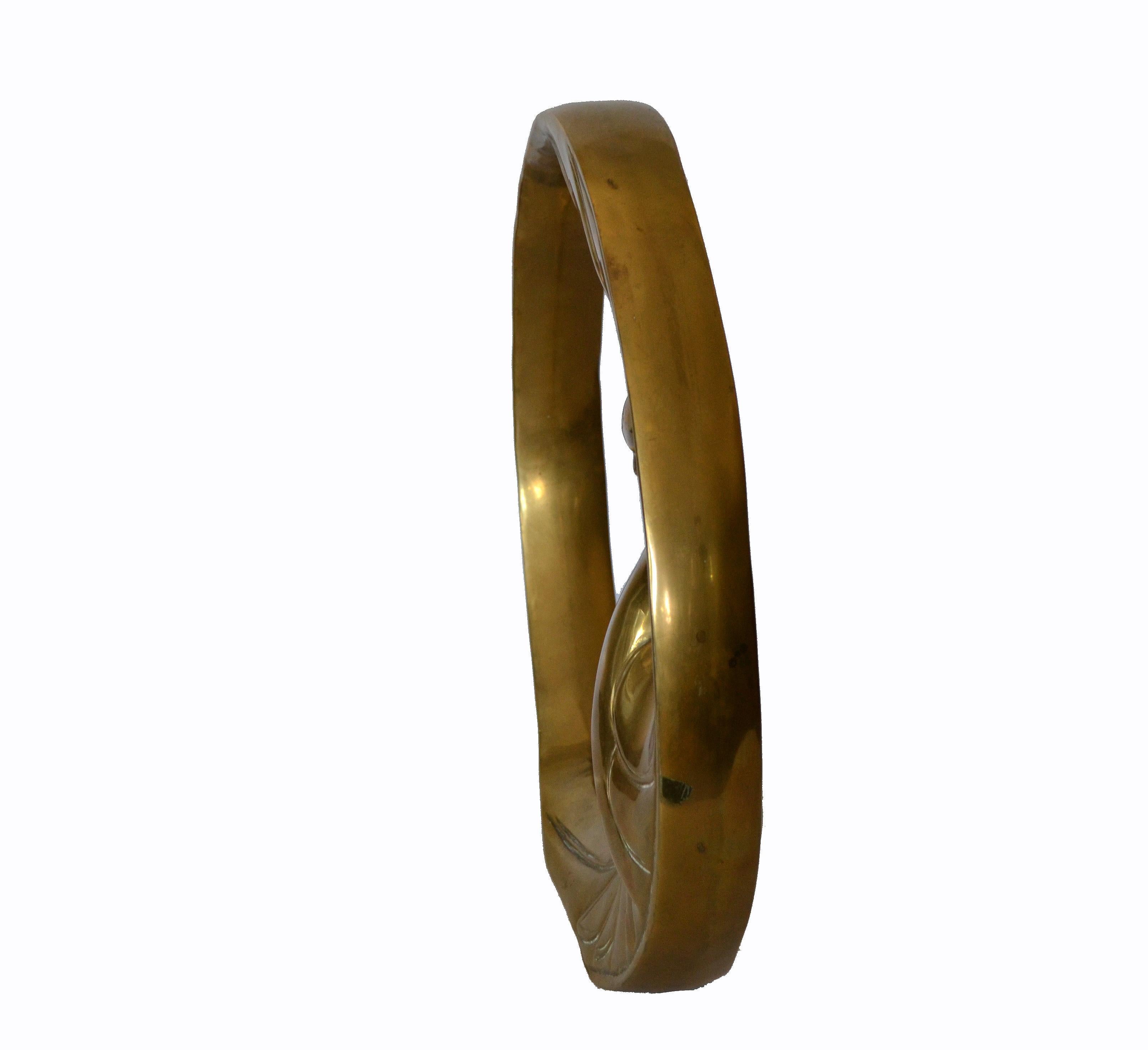 Mid-Century Modern Bronze Golden Swan Ring Table Sculpture by Dolbi Cashier 1984 For Sale 5