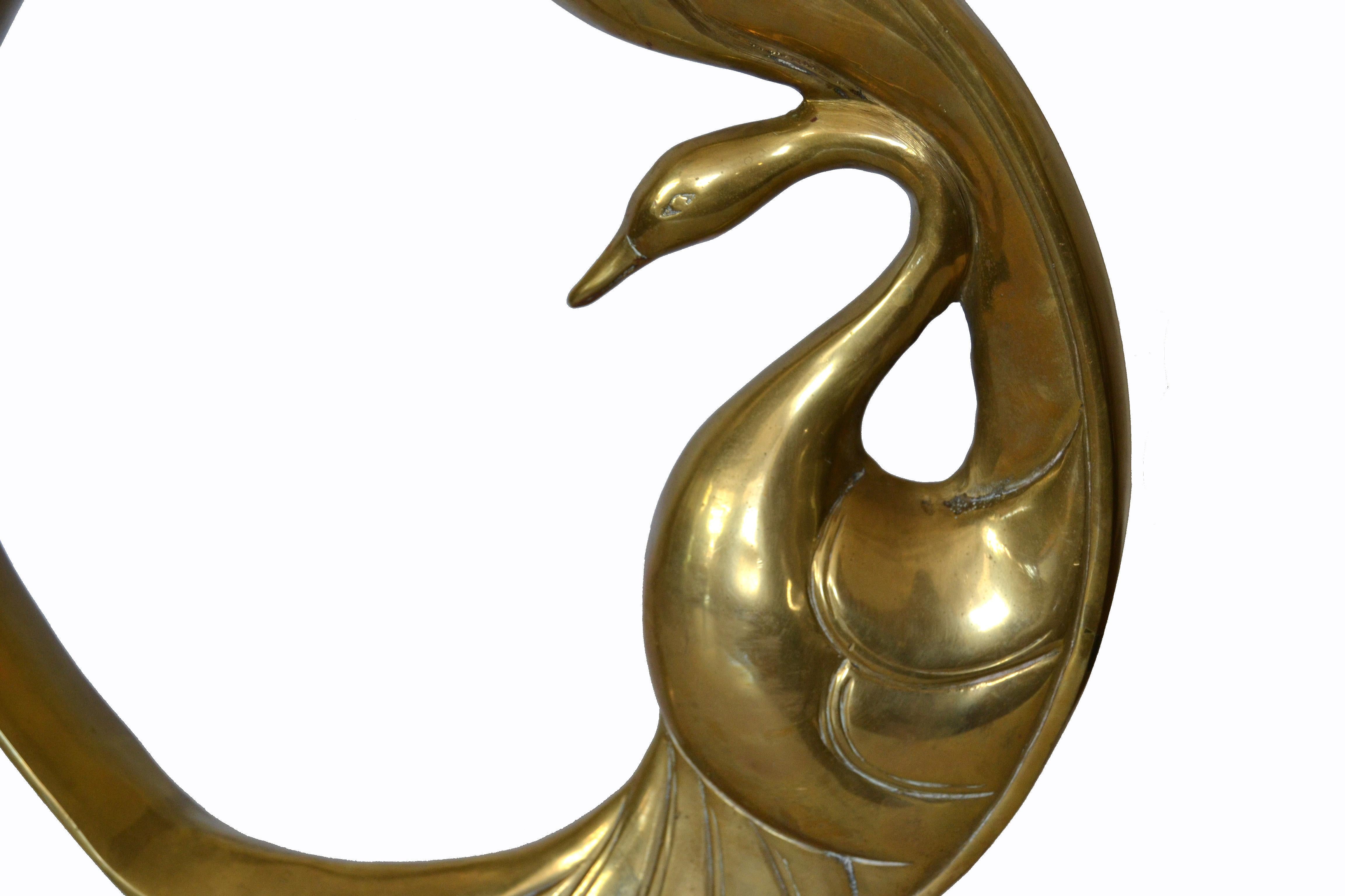 Mid-Century Modern Bronze Golden Swan Ring Table Sculpture by Dolbi Cashier 1984 For Sale 2