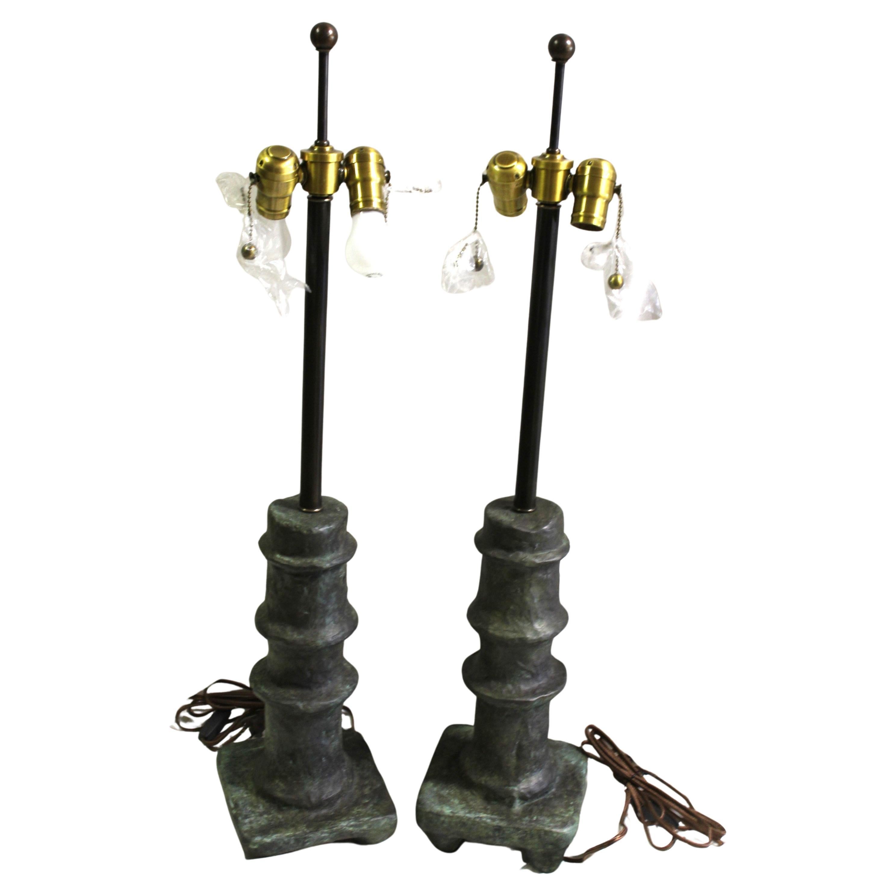 Mid Century Modern Bronze Lamps, s after D. Giacometti