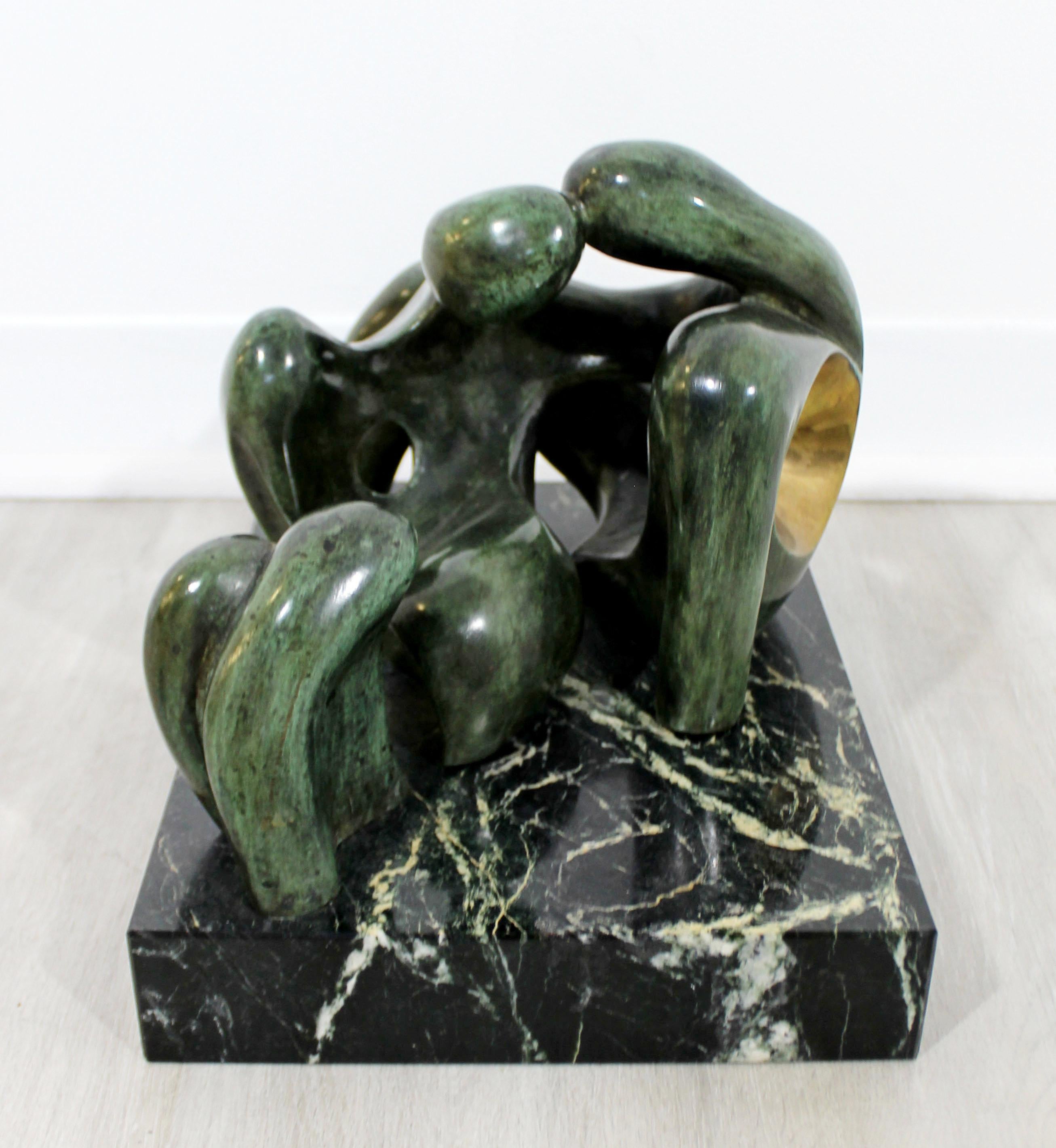 Late 20th Century Mid-Century Modern Bronze Marble Table Sculpture Signed Porret in Time 1/6 1970s