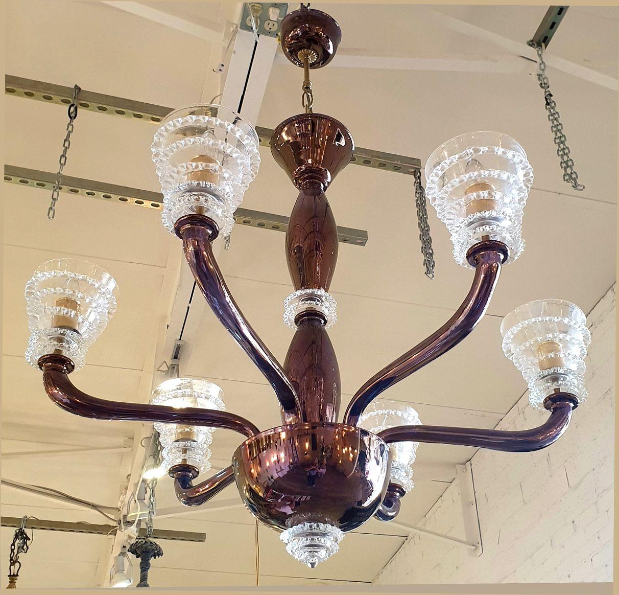Mid-Century Modern Lustre en verre de Murano Brown, The MODERNS en vente