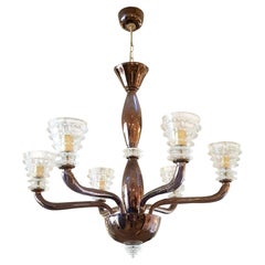 Lampadario in vetro di Murano marrone, stile Mid-Century Modern