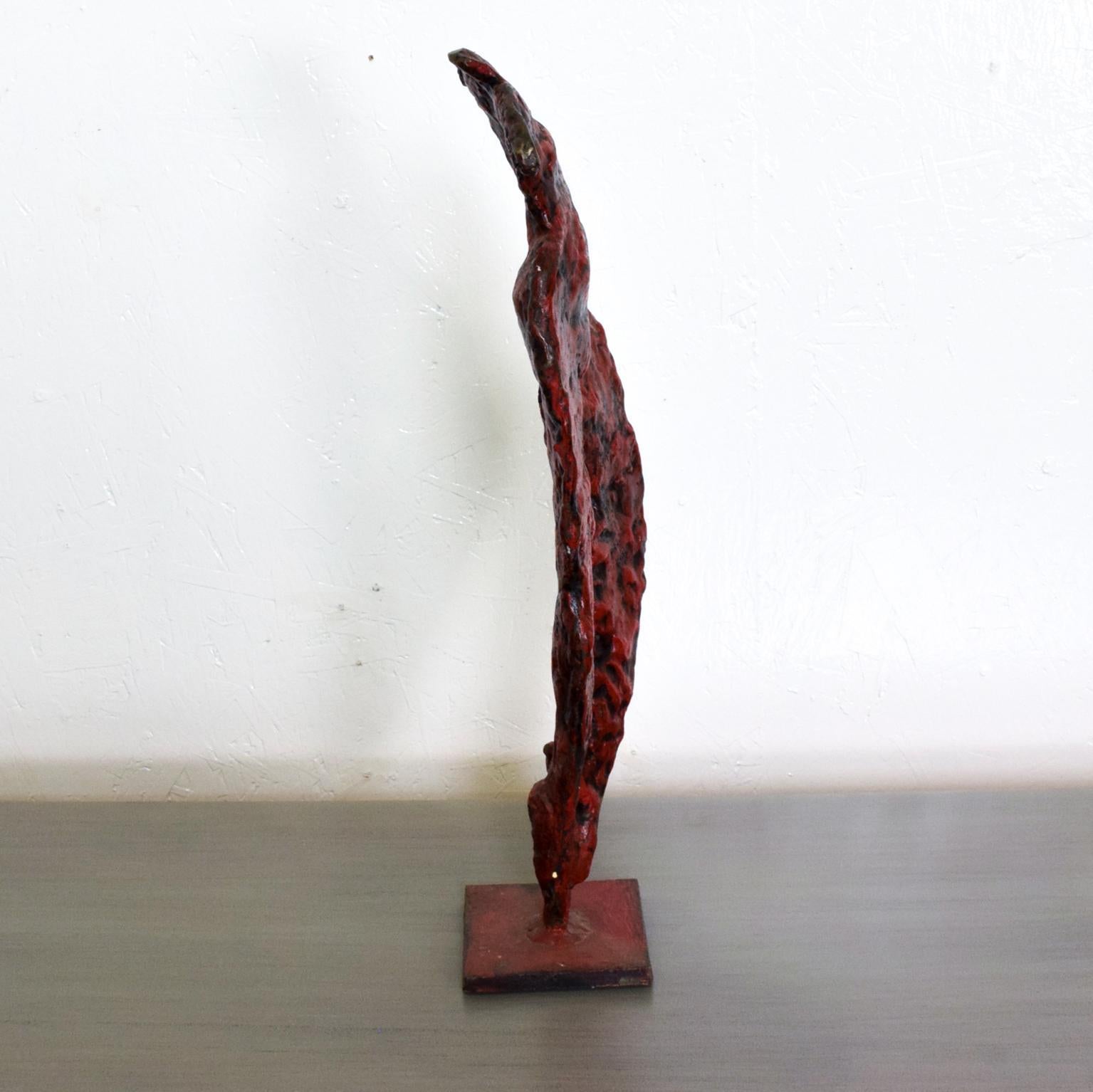 For your consideration, a Mid-Century Modern bronze nude abstract sculpture, Giacometti Era. Heavy, solid bronze with red and black patina. Unmarked. Dimensions: 21