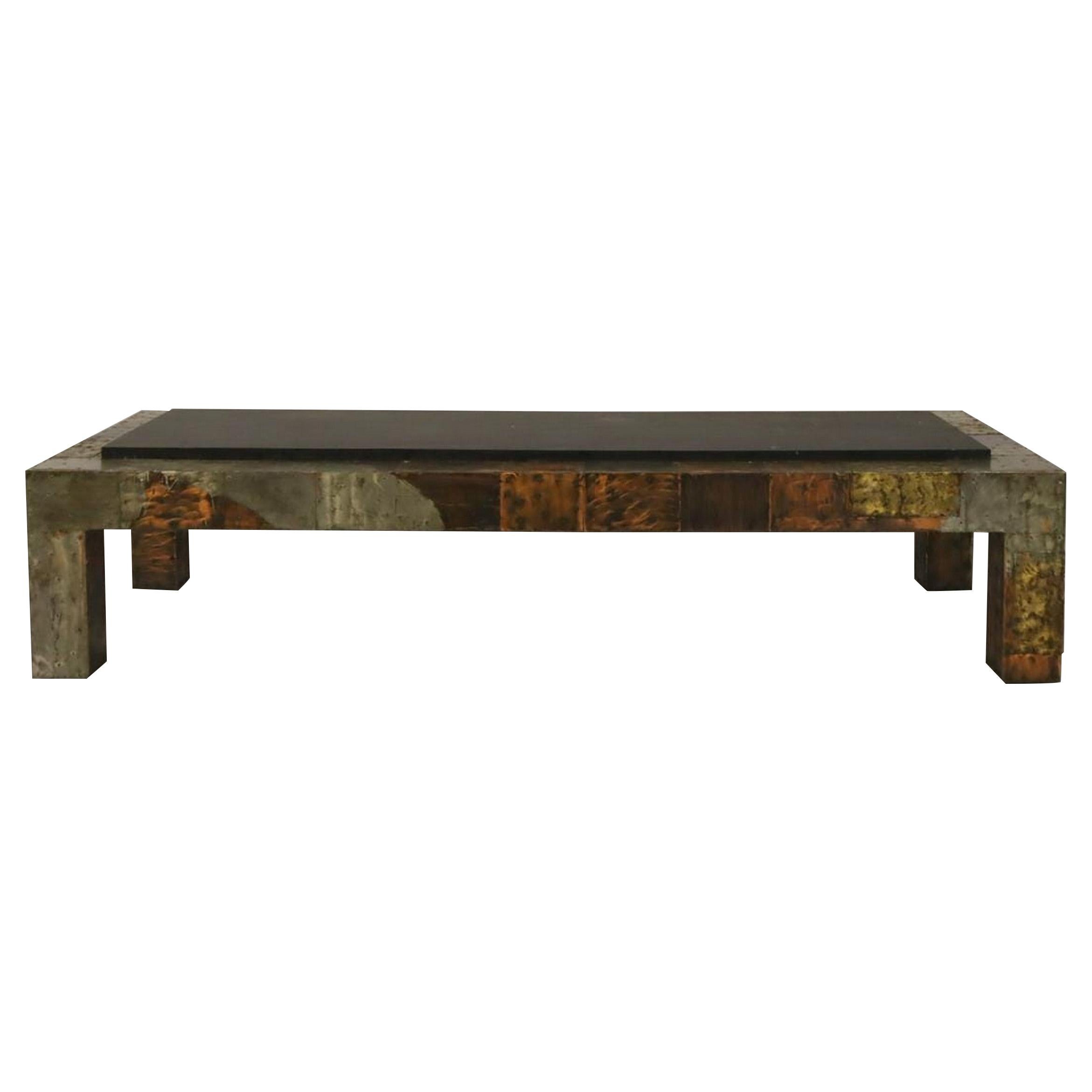 Mid-Century Modern Bronze Patchwork Coffee Table by Paul Evans