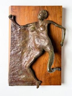 Mid Century Bronze Relief Reclining Nude Wall Hanging Sculpture Panel 1971