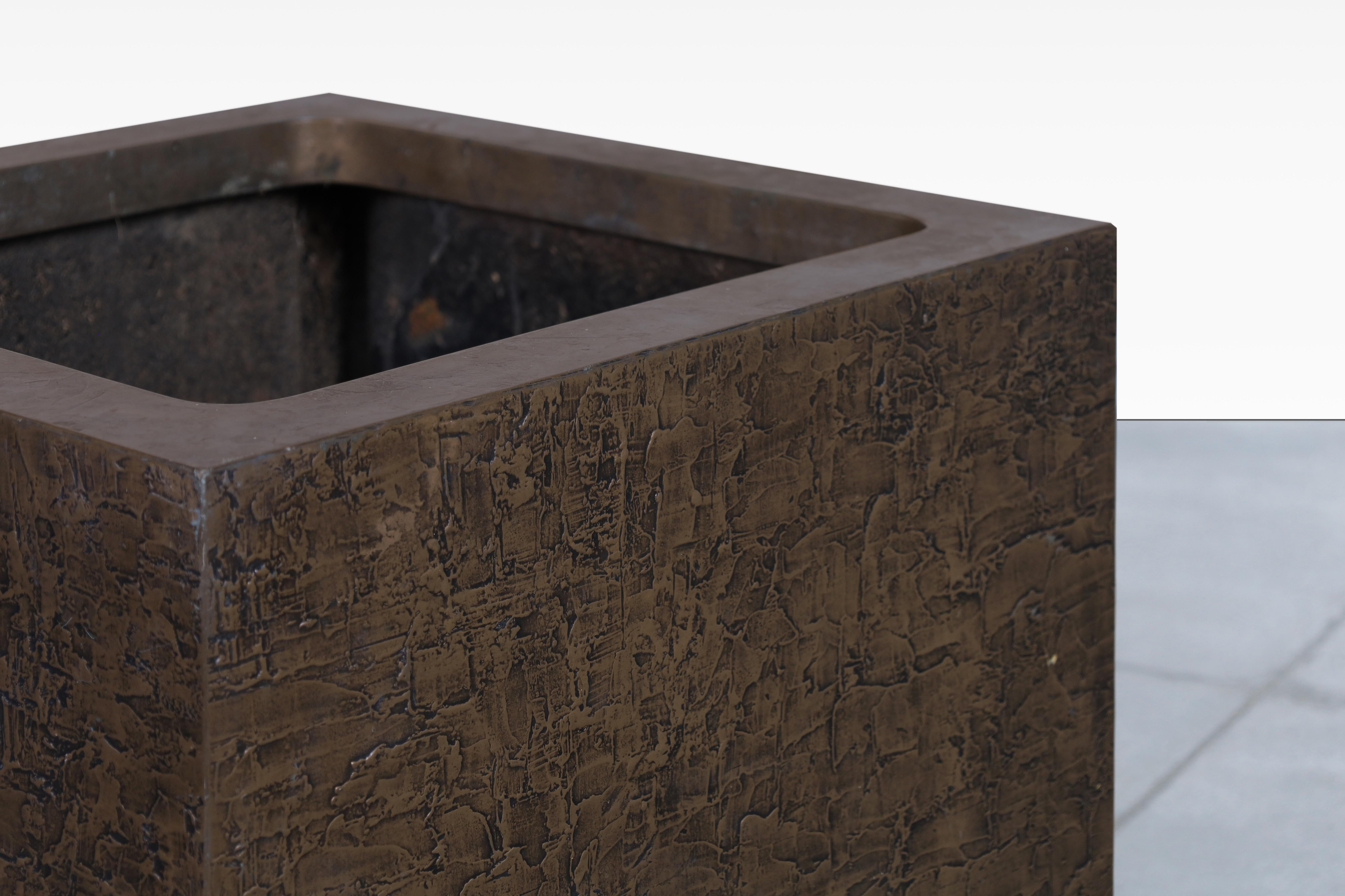 Mid-Century Modern Bronze Resin Square Planters by Forms and Surfaces For Sale 4