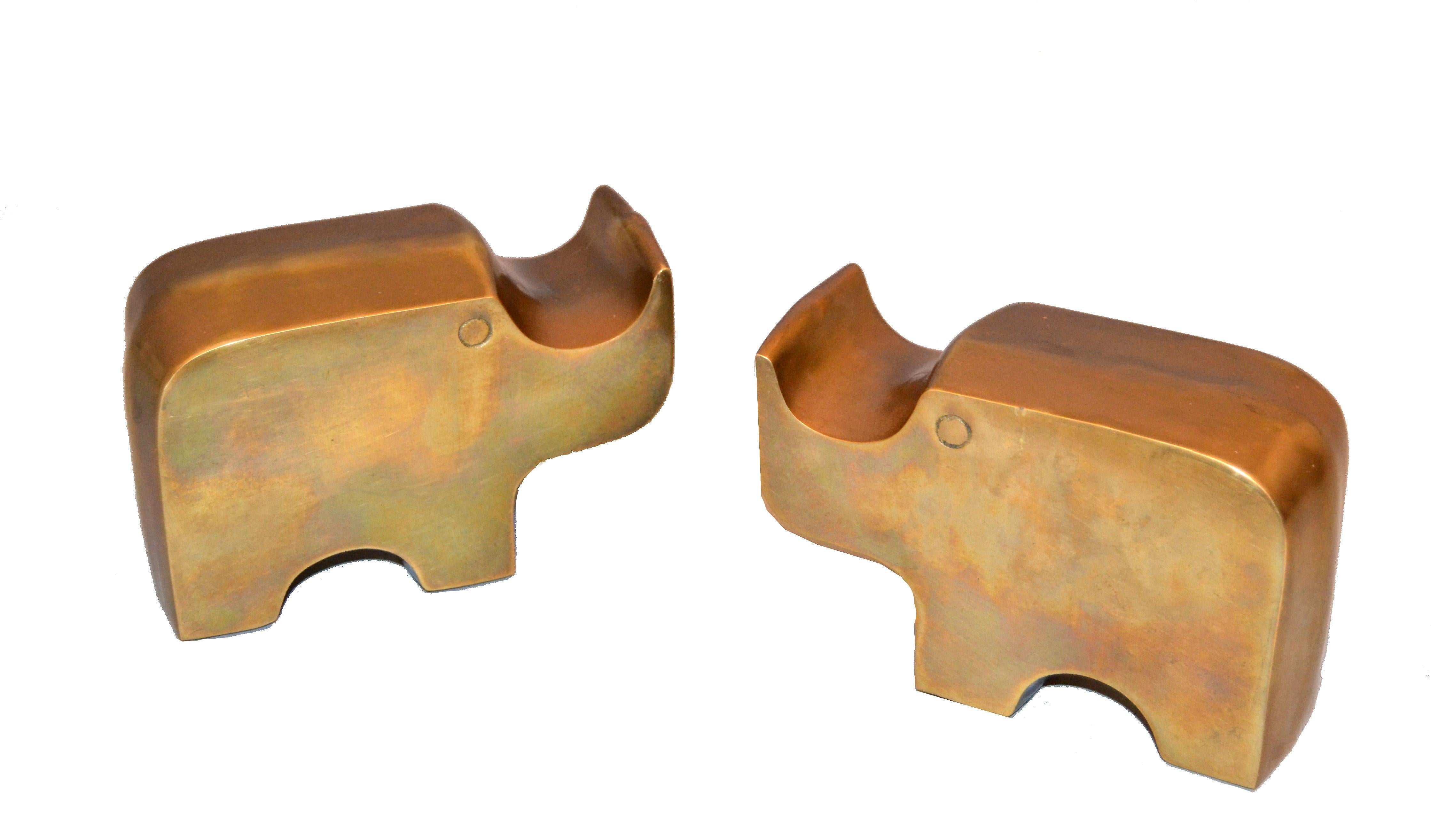 Mid-Century Modern Bronze Rhinoceros Bookends in the Manner of Fratelli Mannelli 5