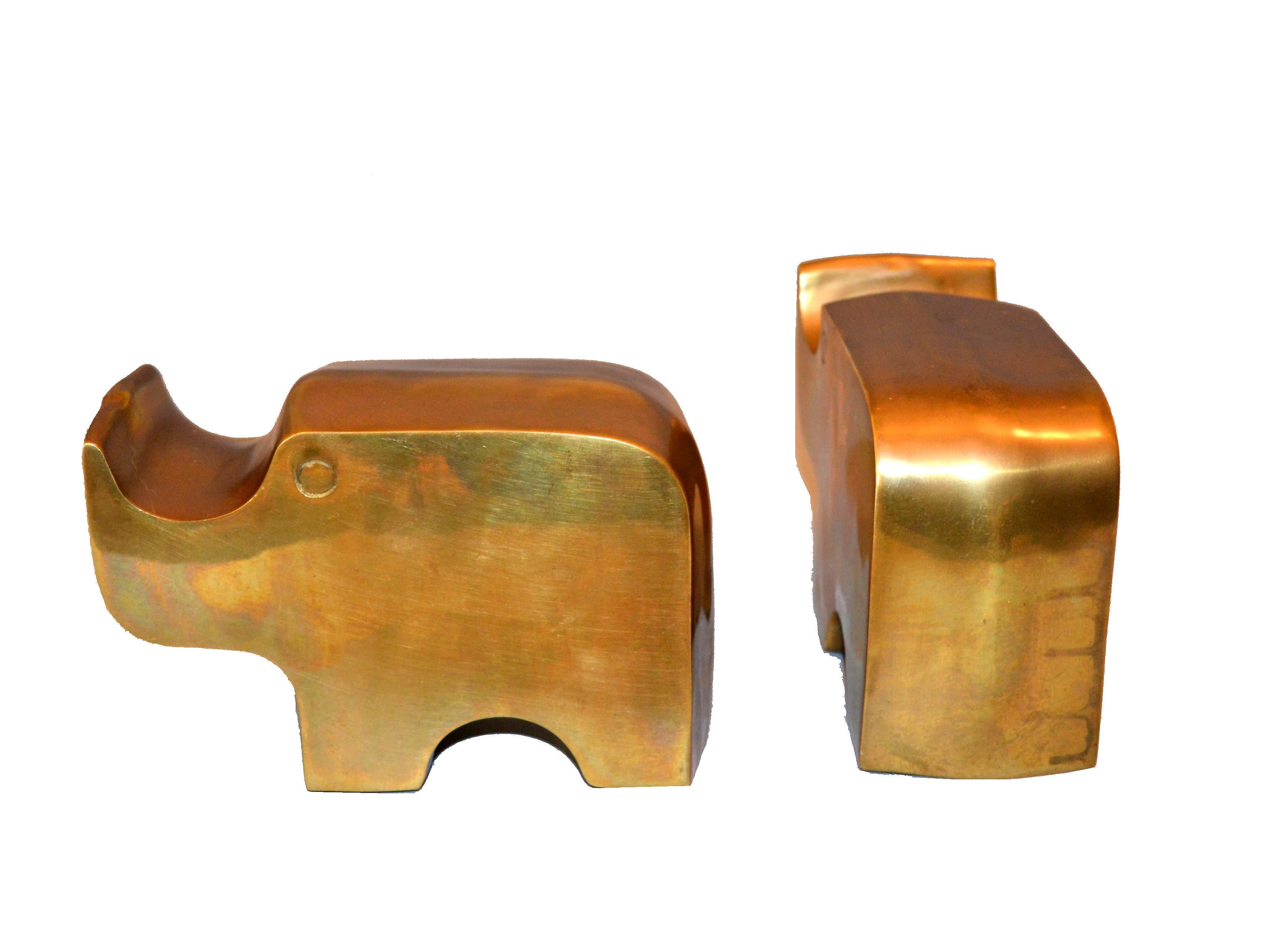 Mid-Century Modern Bronze Rhinoceros Bookends in the Manner of Fratelli Mannelli 1