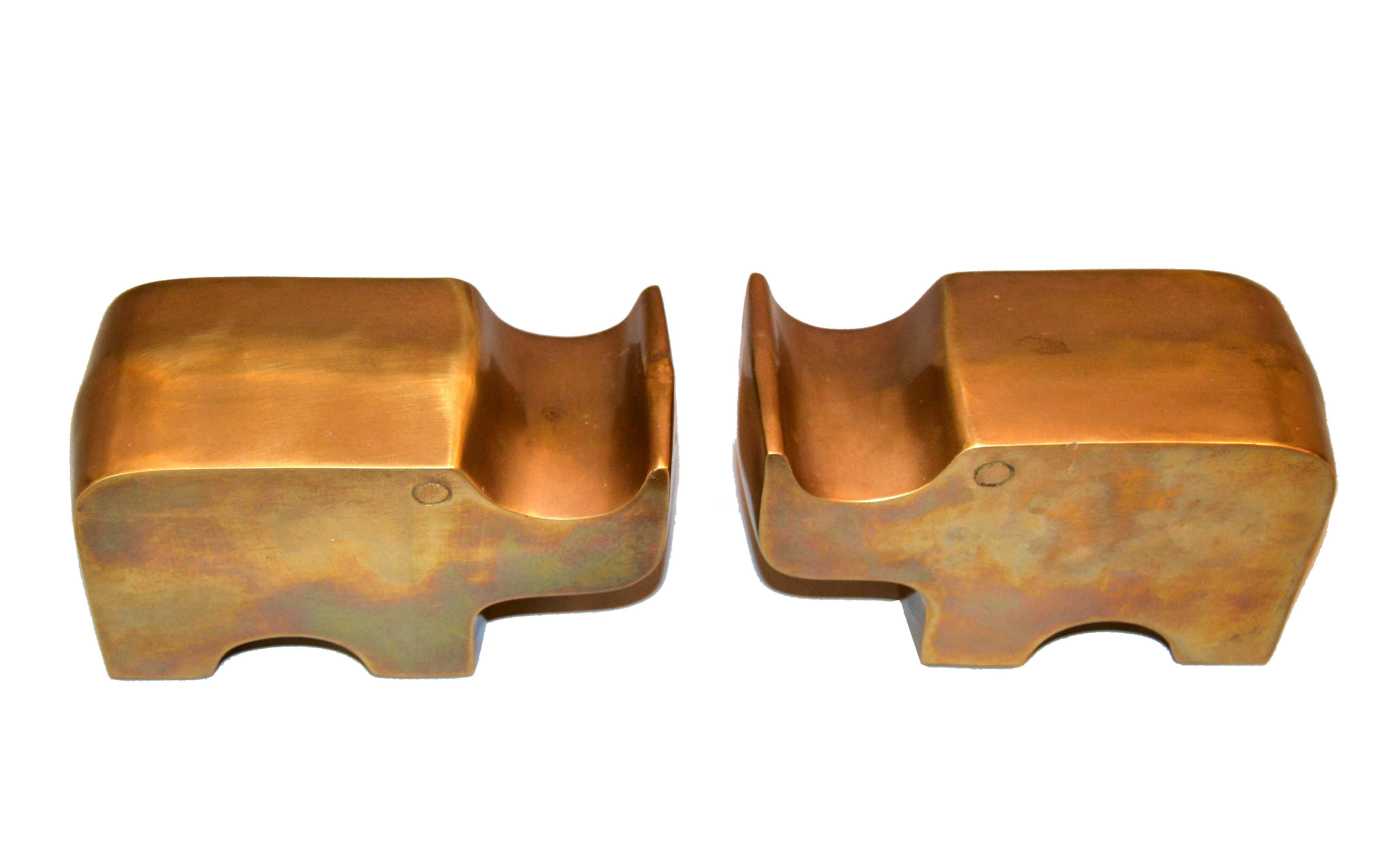 Mid-Century Modern Bronze Rhinoceros Bookends in the Manner of Fratelli Mannelli 3
