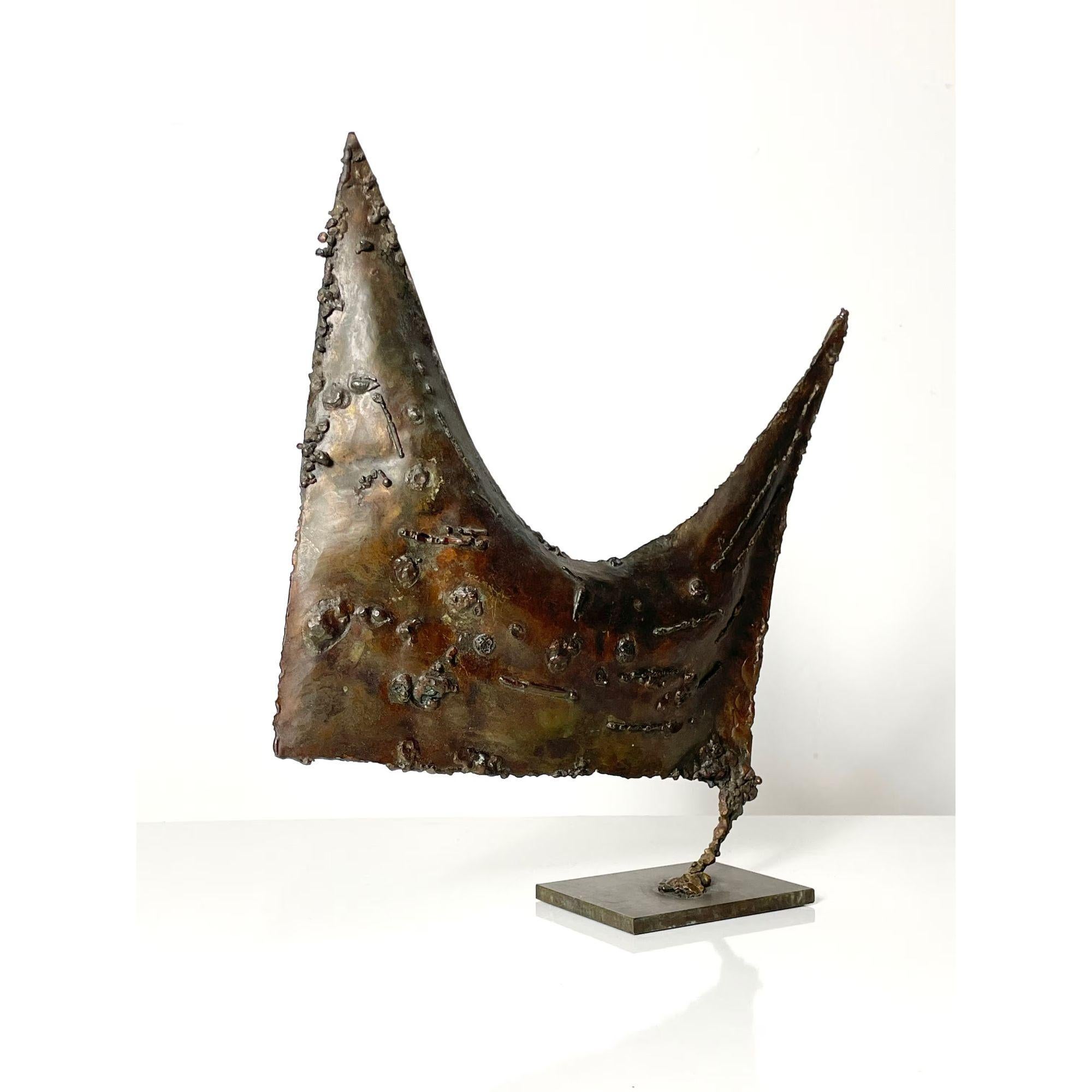 Mid-Century Modern Mid Century Modern Bronze Sculpture Brutalist Welded Abstract Bird circa 1960s For Sale
