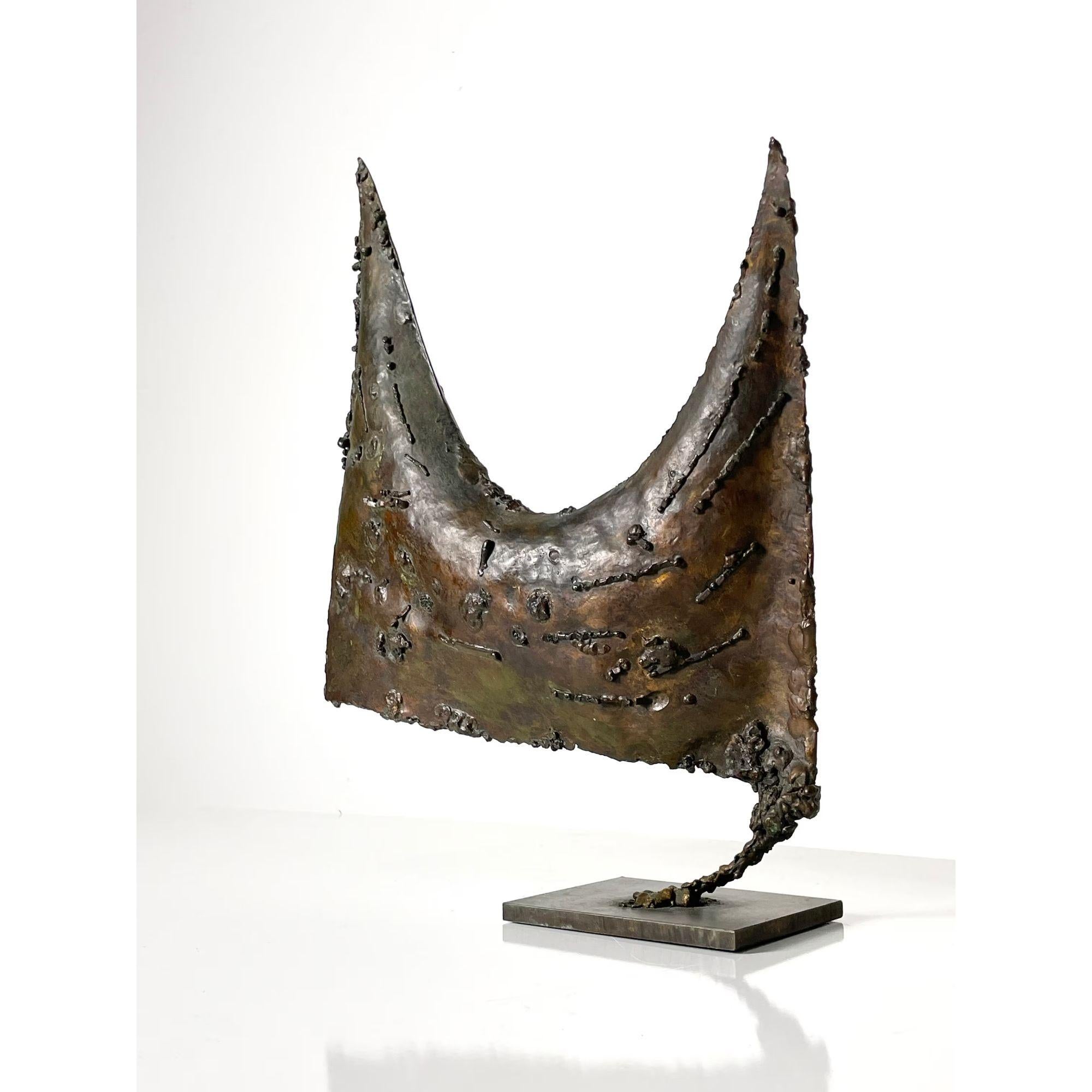 Mid Century Modern Bronze Skulptur Brutalist Geschweißt Abstrakt Vogel circa 1960s (20. Jahrhundert) im Angebot