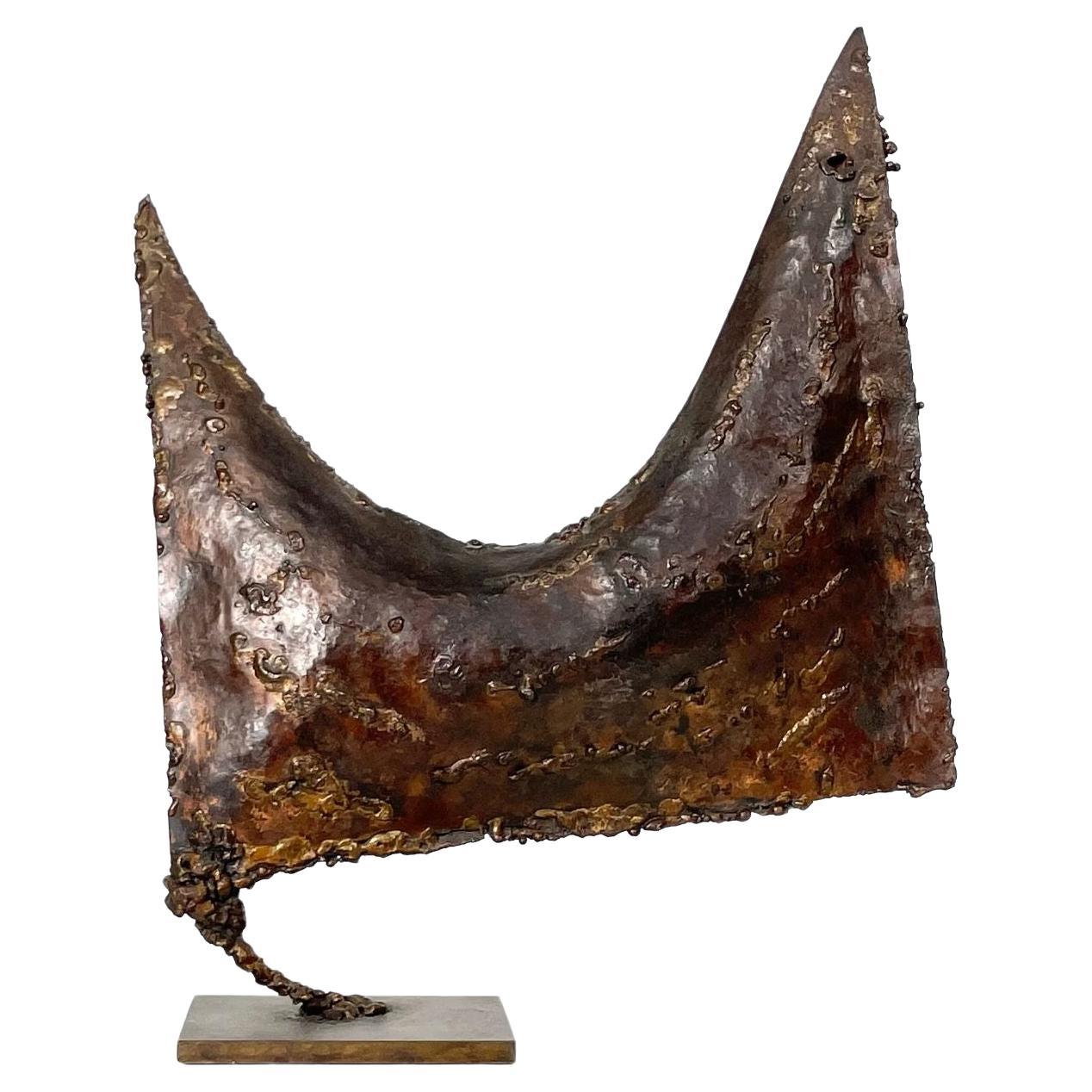 Mid Century Modern Bronze Skulptur Brutalist Geschweißt Abstrakt Vogel circa 1960s