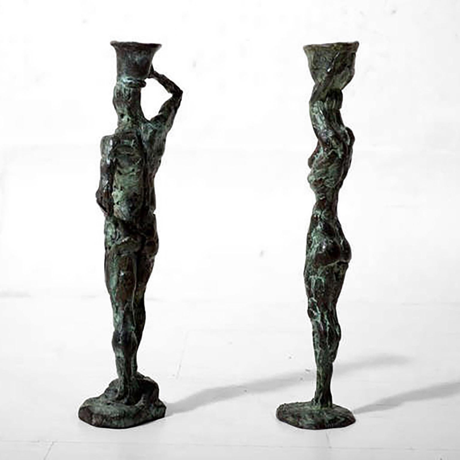 Mid-20th Century Mid Century Modern Bronze Sculpture Holders After Giacometti