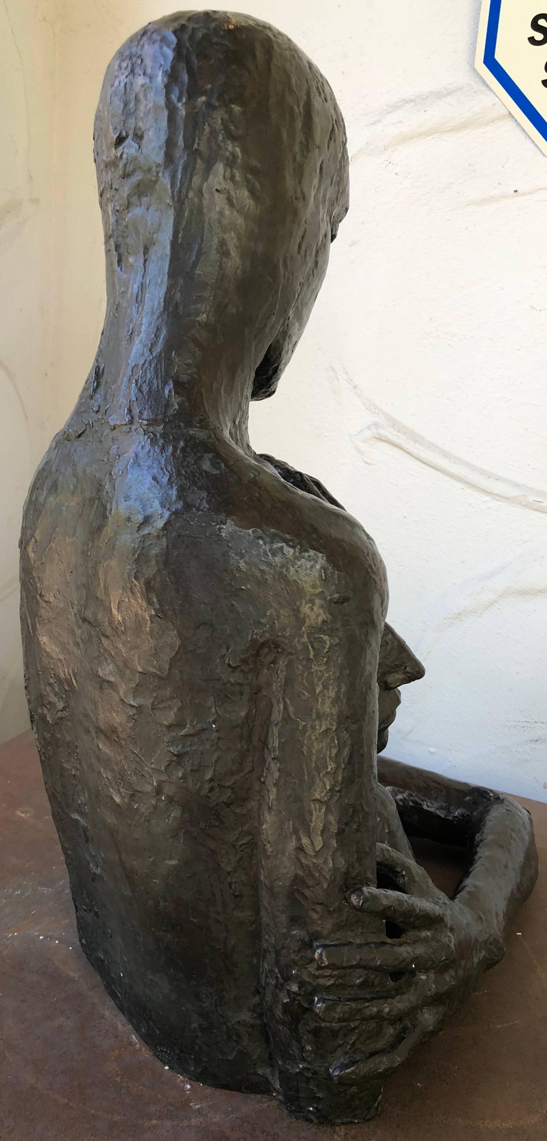 American Mid-Century Modern Bronze Sculpture of a Couple Embraced