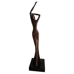 Mid-Century Modern Bronze Sculpture of a Female Dancer