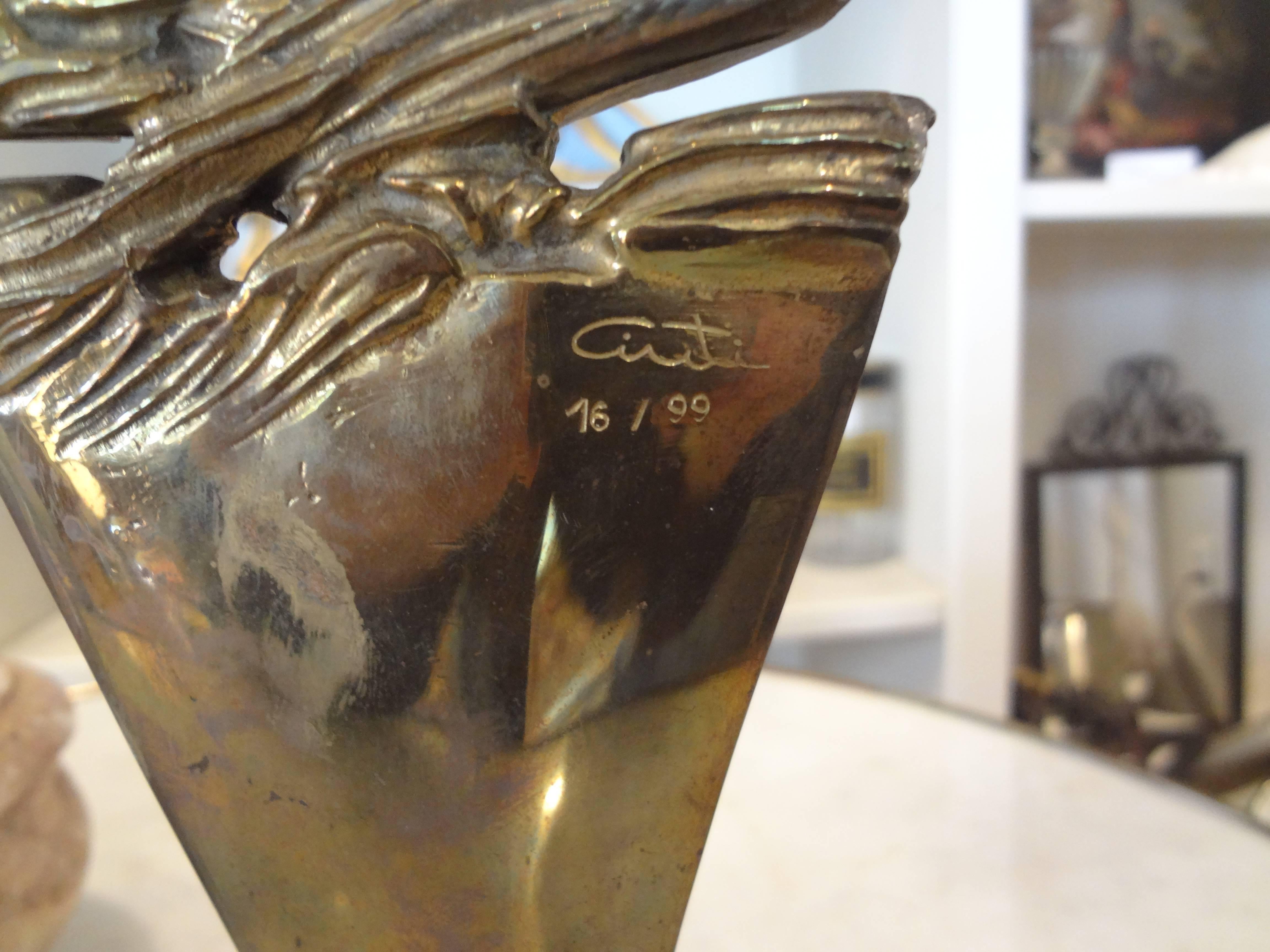 Mid-Century Modern Bronze Sculpture on Marble Base In Excellent Condition In Houston, TX