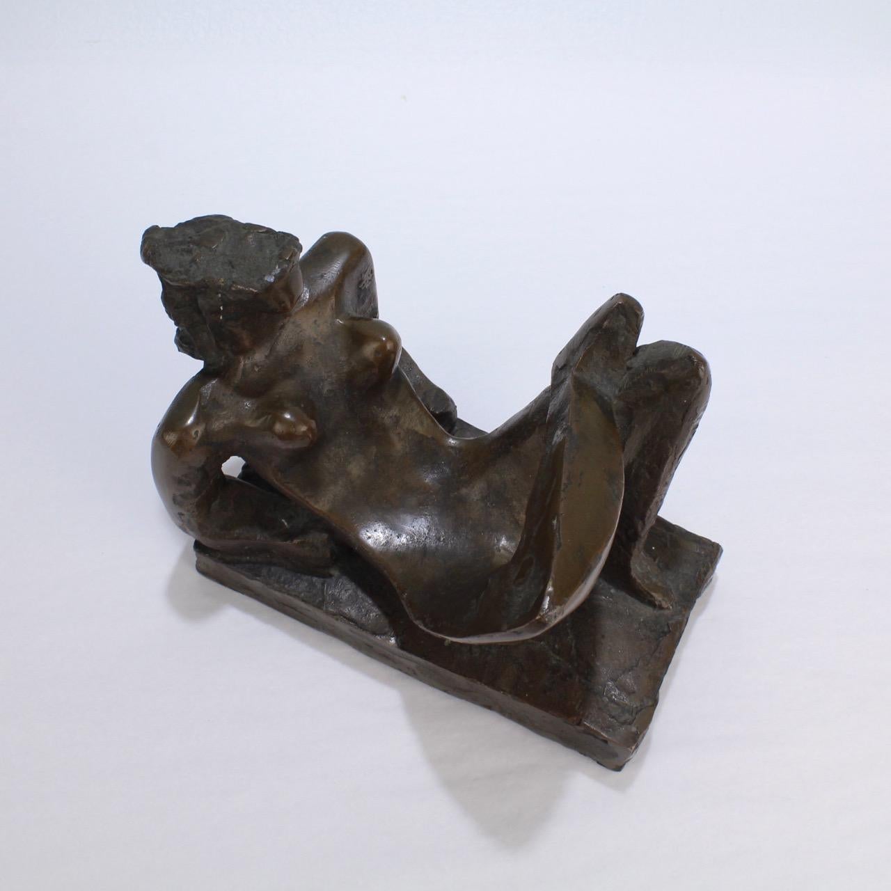 Mid-Century Modern Bronze Sculpture of a Nude Reclining Woman by Harvey Weiss 2